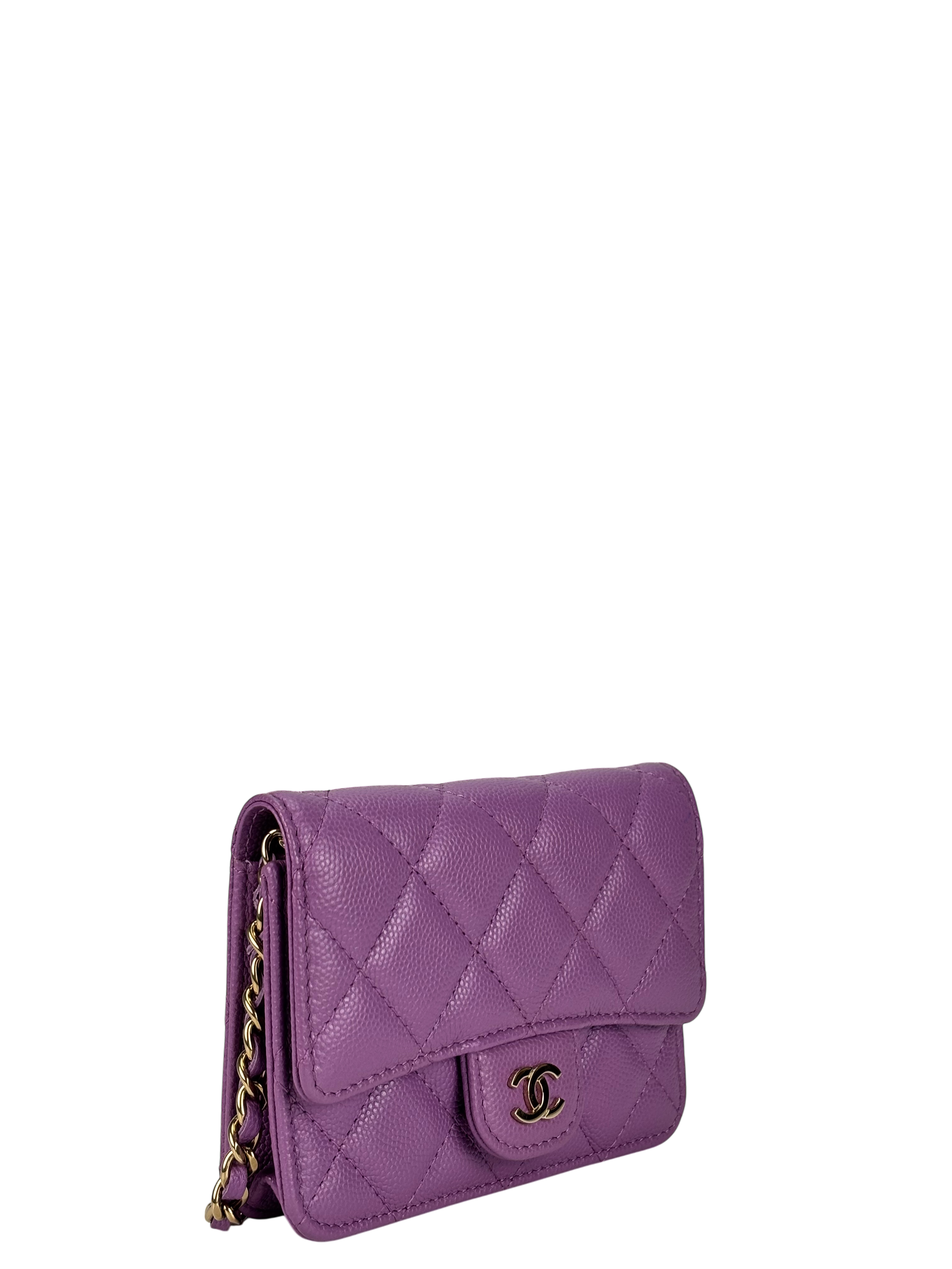 CHANEL - Purple Caviar Mini Chain Wallet Shoulder Bag
