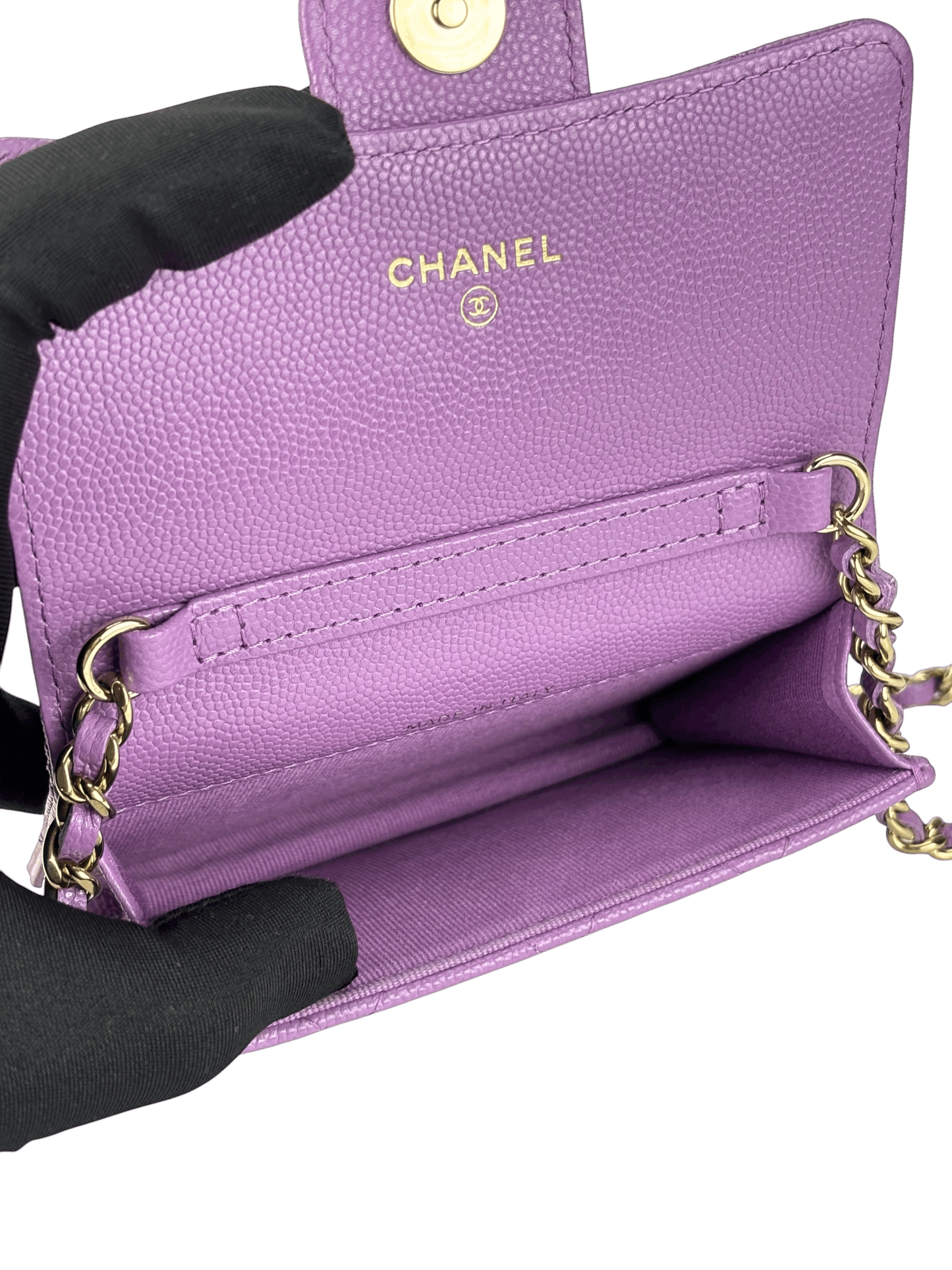 CHANEL - Purple Caviar Mini Chain Wallet Shoulder Bag
