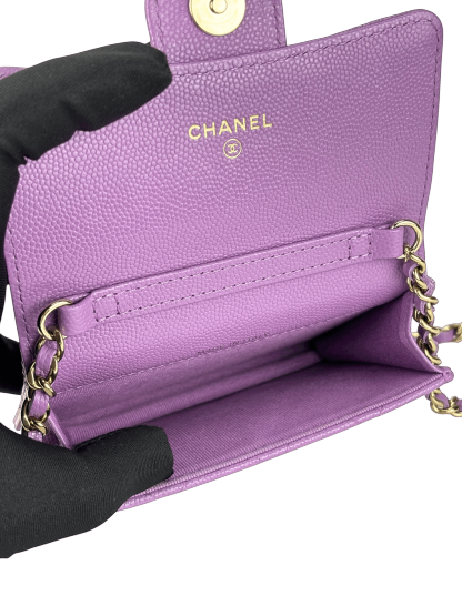 CHANEL - Purple Caviar Mini Chain Wallet Shoulder Bag