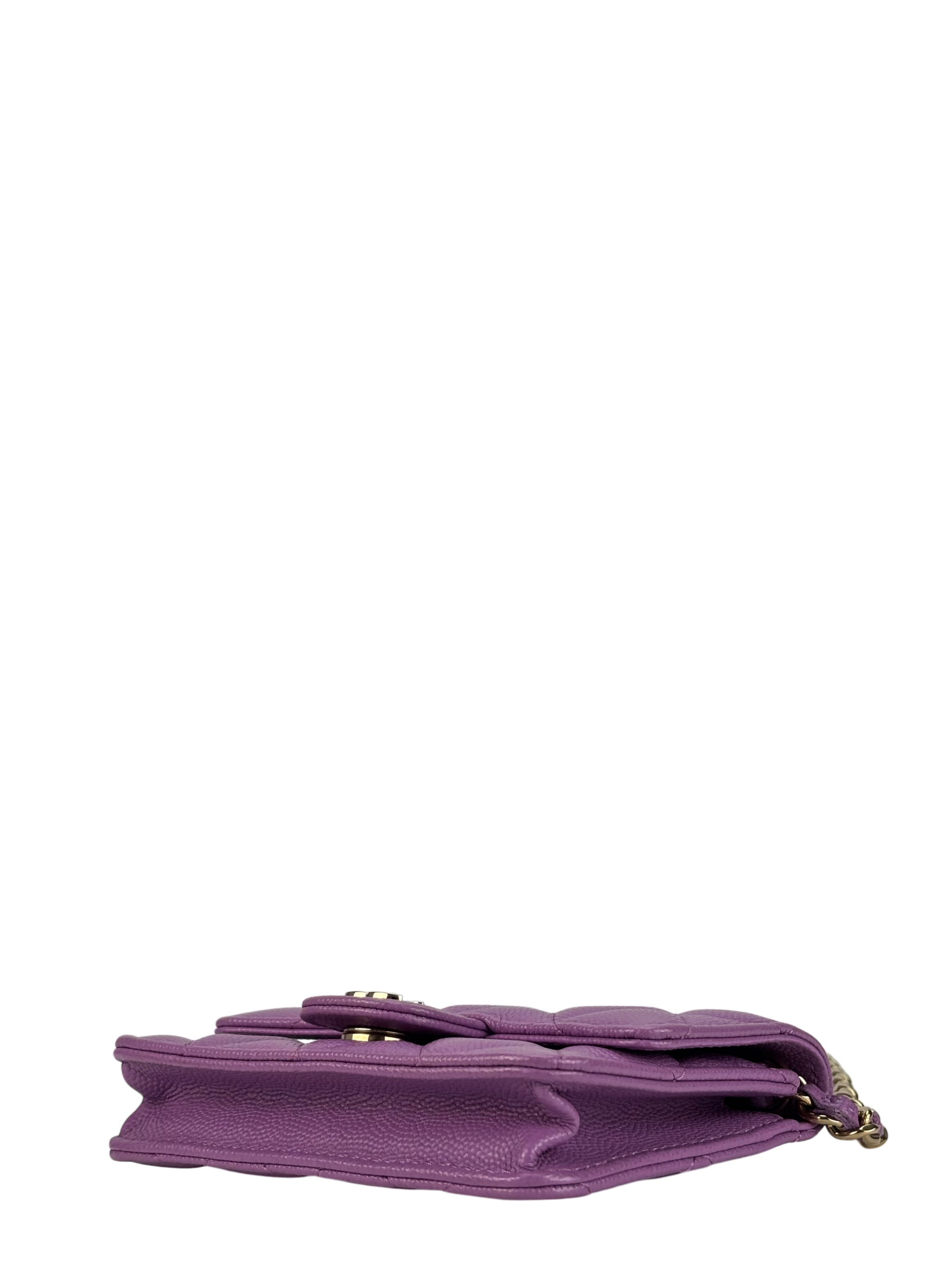CHANEL - Purple Caviar Mini Chain Wallet Shoulder Bag