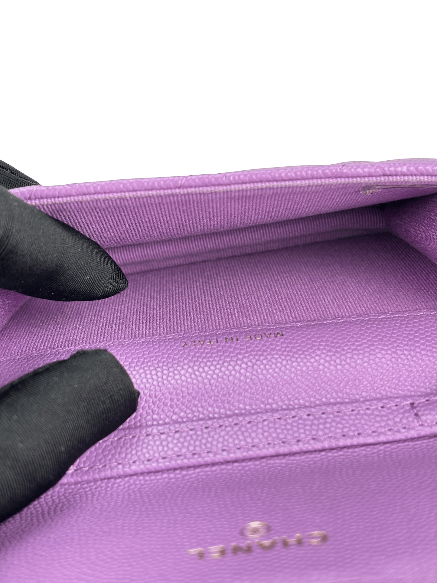 CHANEL - Purple Caviar Mini Chain Wallet Shoulder Bag
