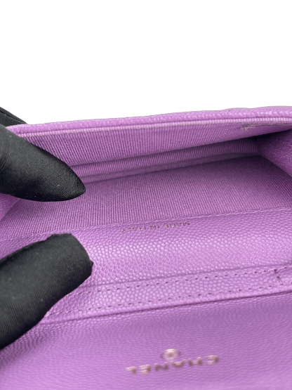 CHANEL - Purple Caviar Mini Chain Wallet Shoulder Bag