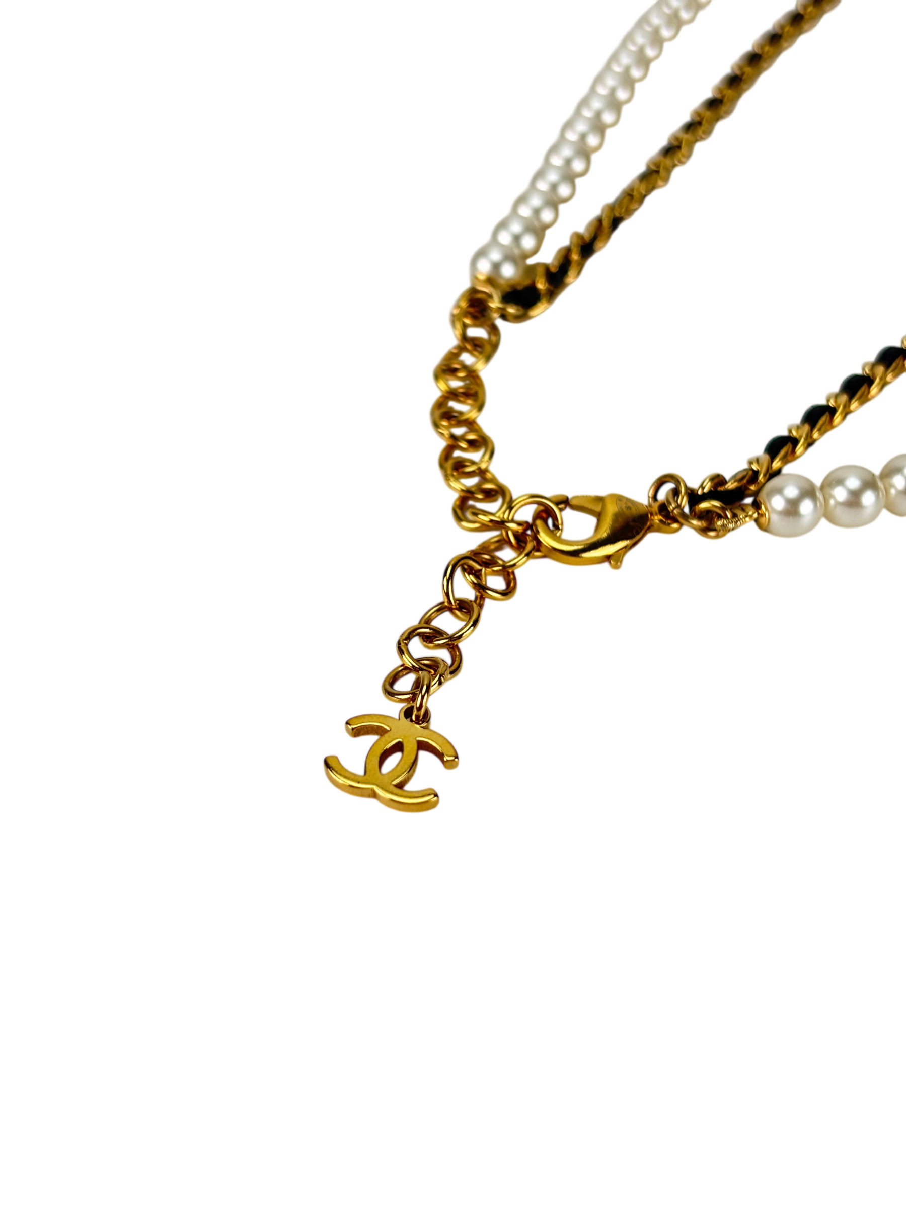 CHANEL - Gold Coco Mark Rhinestone Chain Necklace