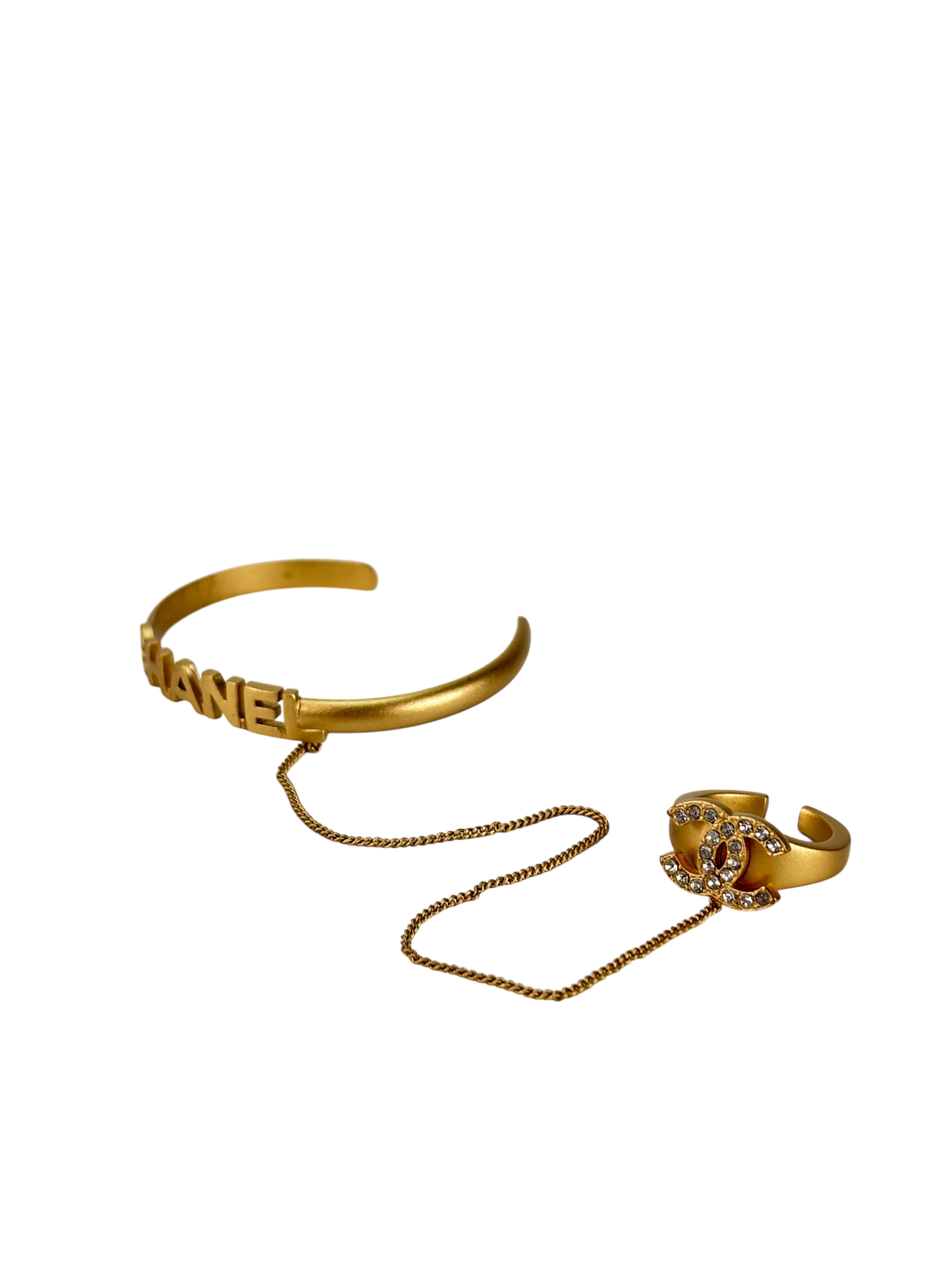 CHANEL - Gold Gold Bracelet and Ring Chain Set 
