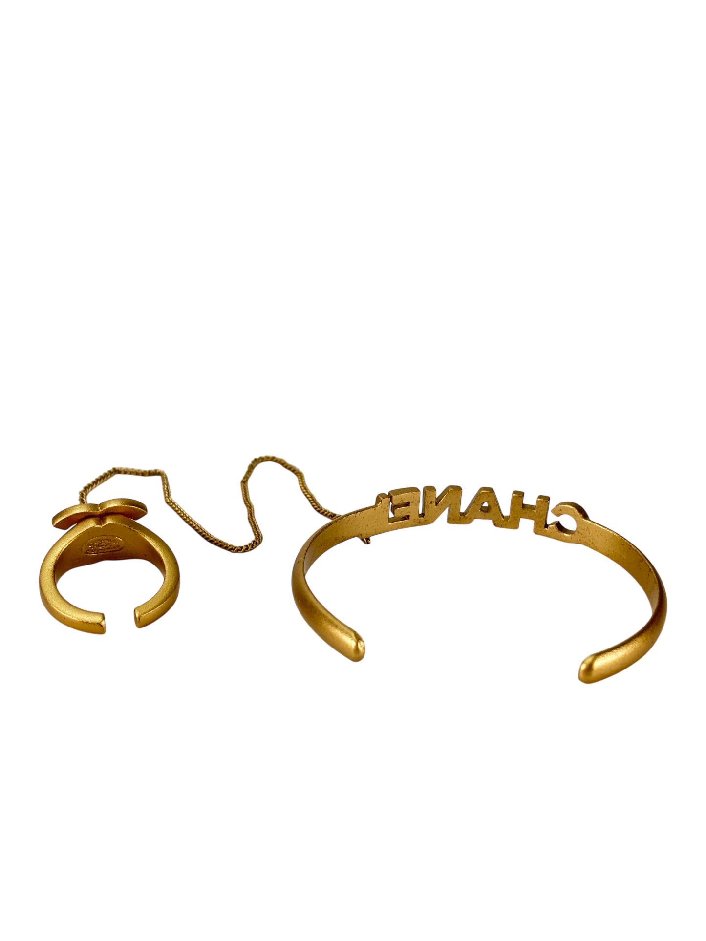 CHANEL - Gold Gold Bracelet and Ring Chain Set 