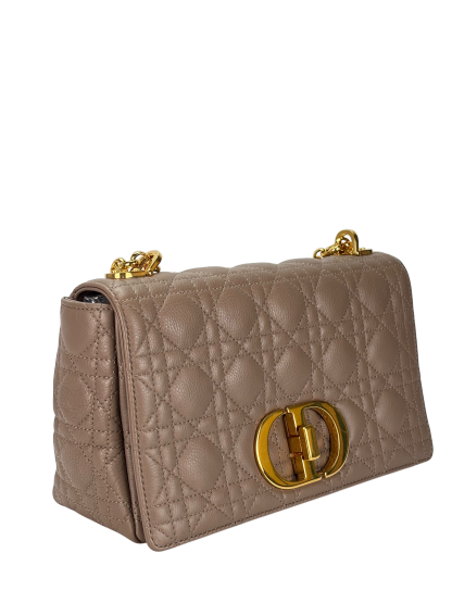 CHRISTIAN DIOR - Beige Calfskin Caro khaki Shoulder Bag