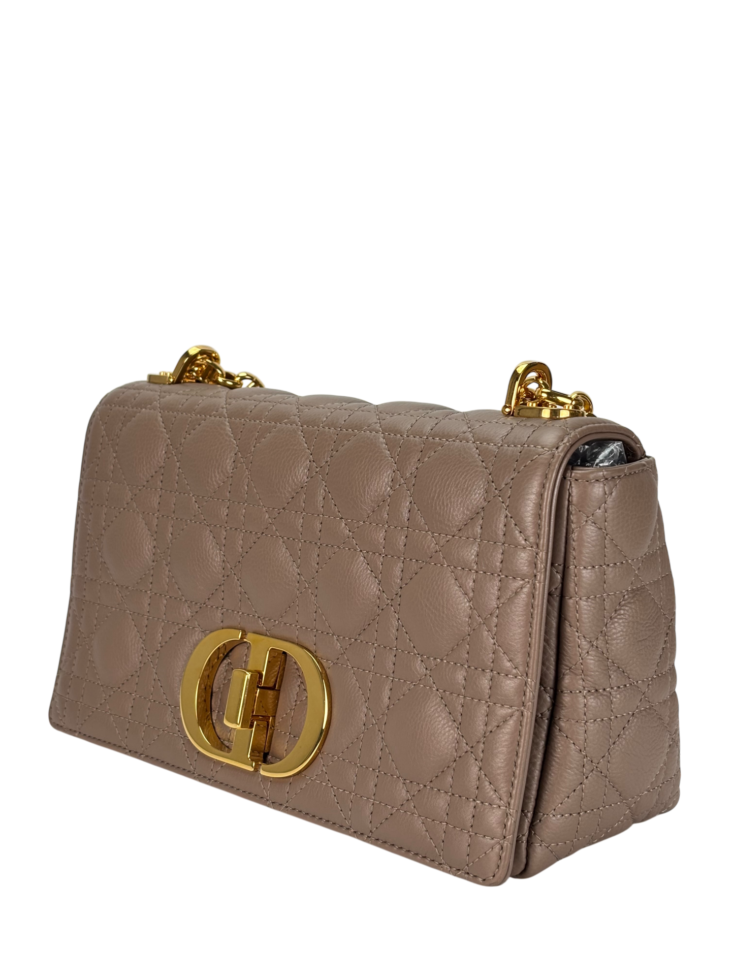 CHRISTIAN DIOR - Beige Calfskin Caro khaki Shoulder Bag