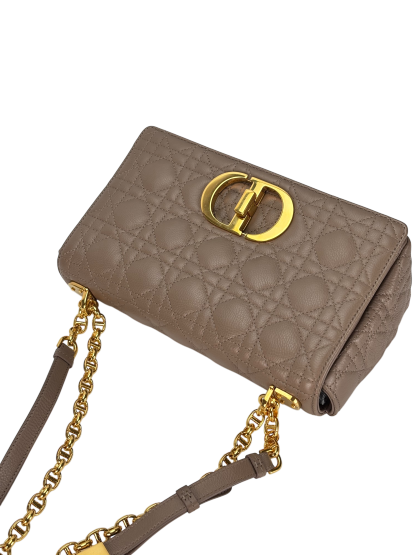 CHRISTIAN DIOR - Beige Calfskin Caro khaki Shoulder Bag