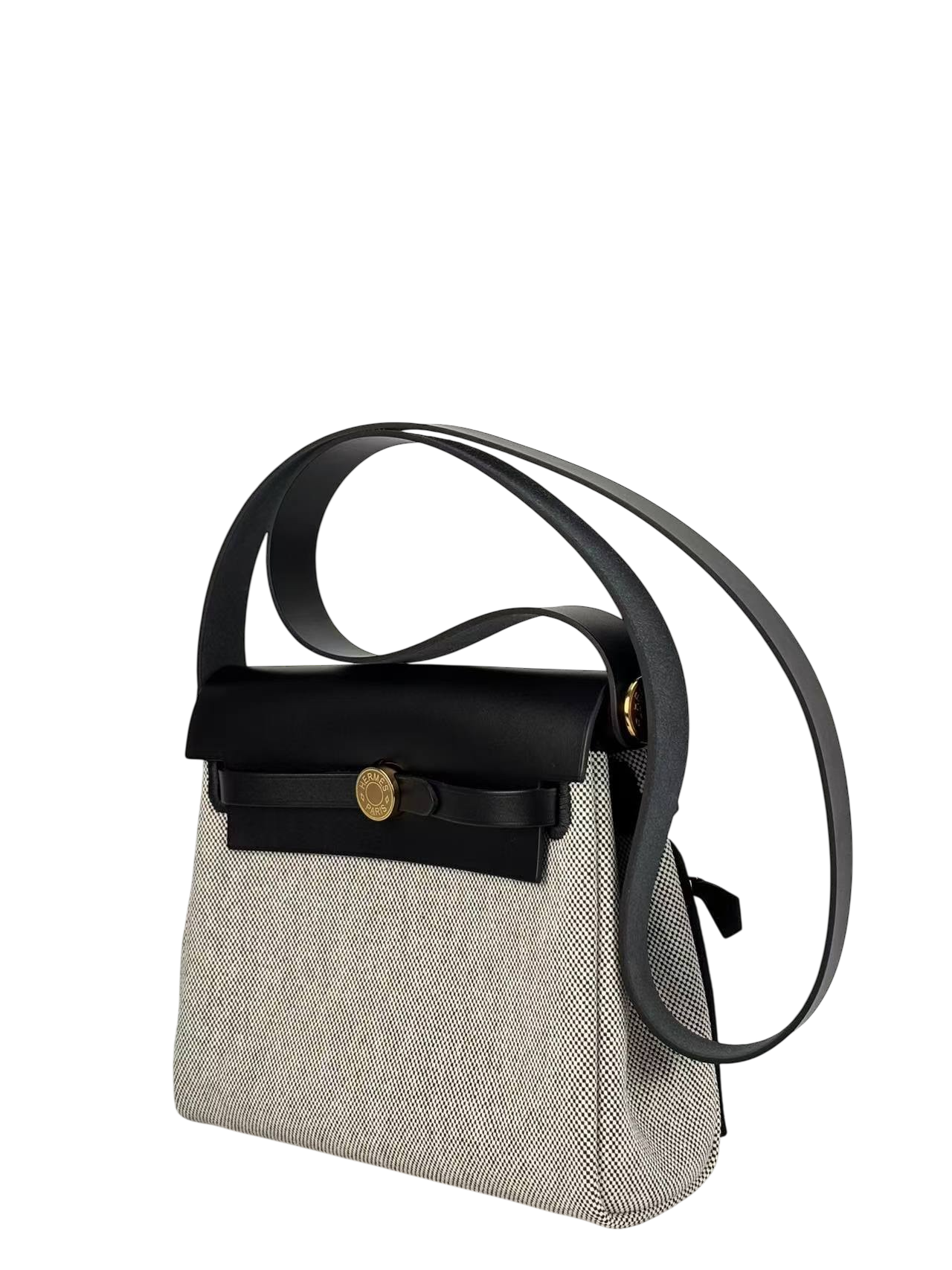 HERMES - Herbag Zip 20 Mini Black (Black) Toile Vache Gold Hardware