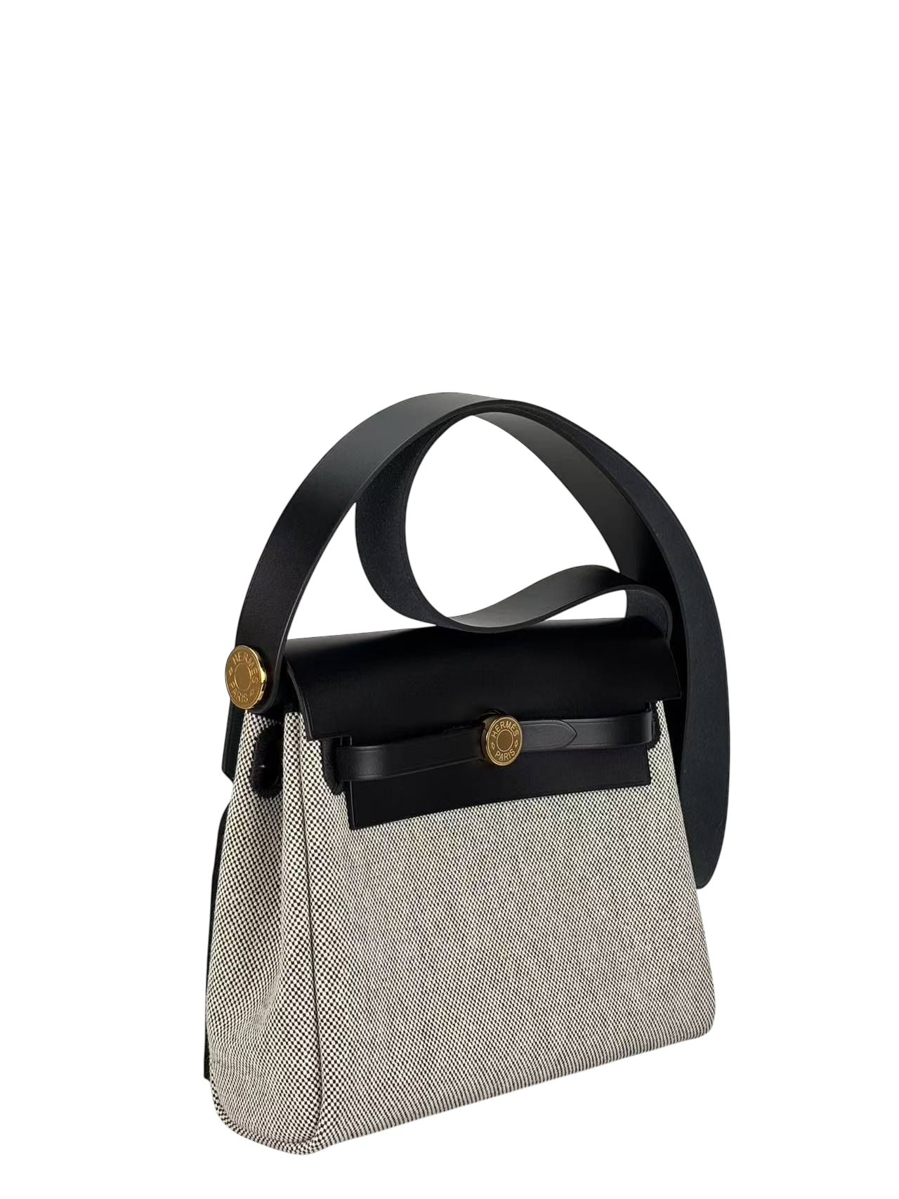 HERMES - Herbag Zip 20 Mini Black (Black) Toile Vache Gold Hardware