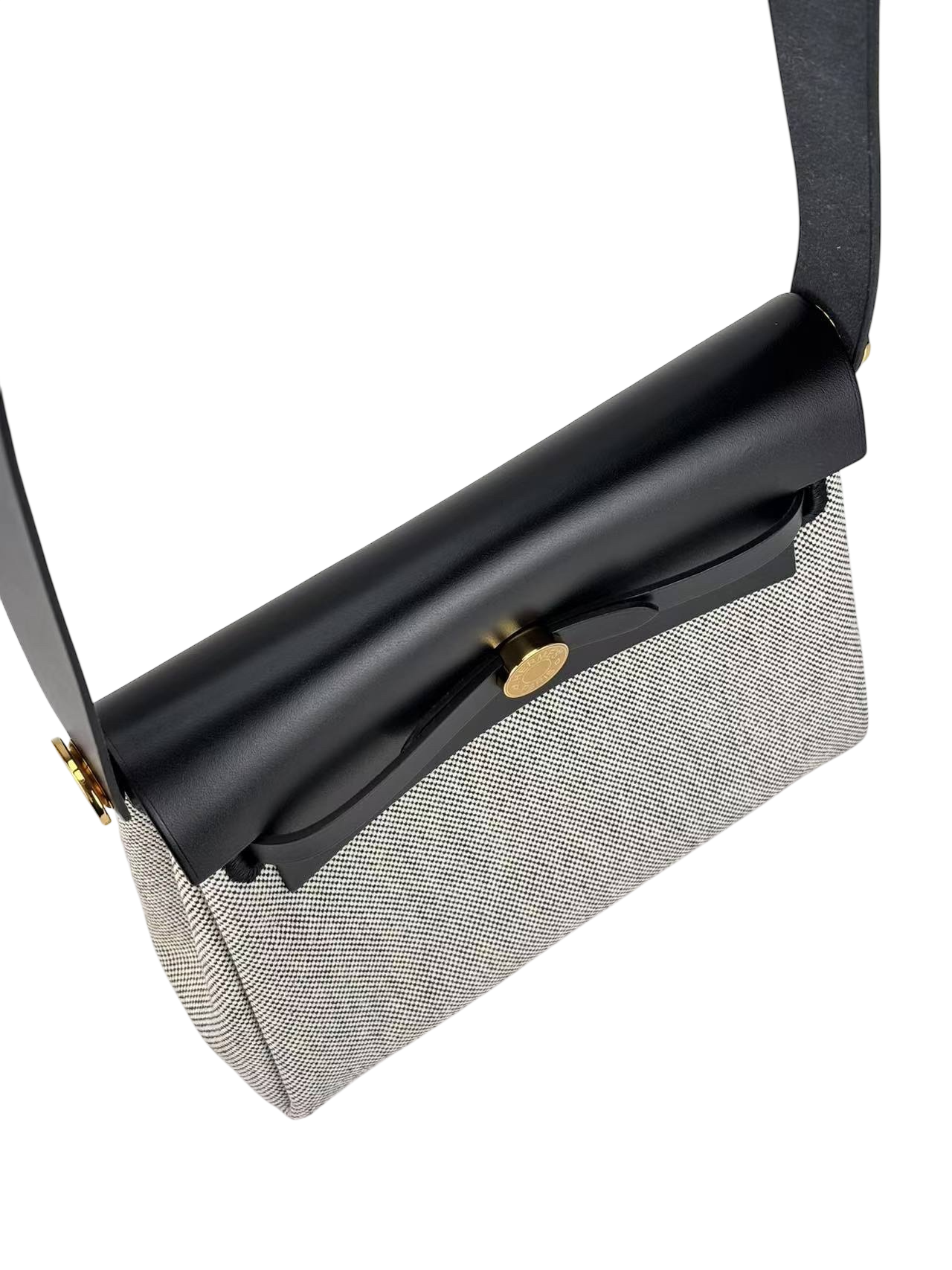 HERMES - Herbag Zip 20 Mini Black (Black) Toile Vache Gold Hardware