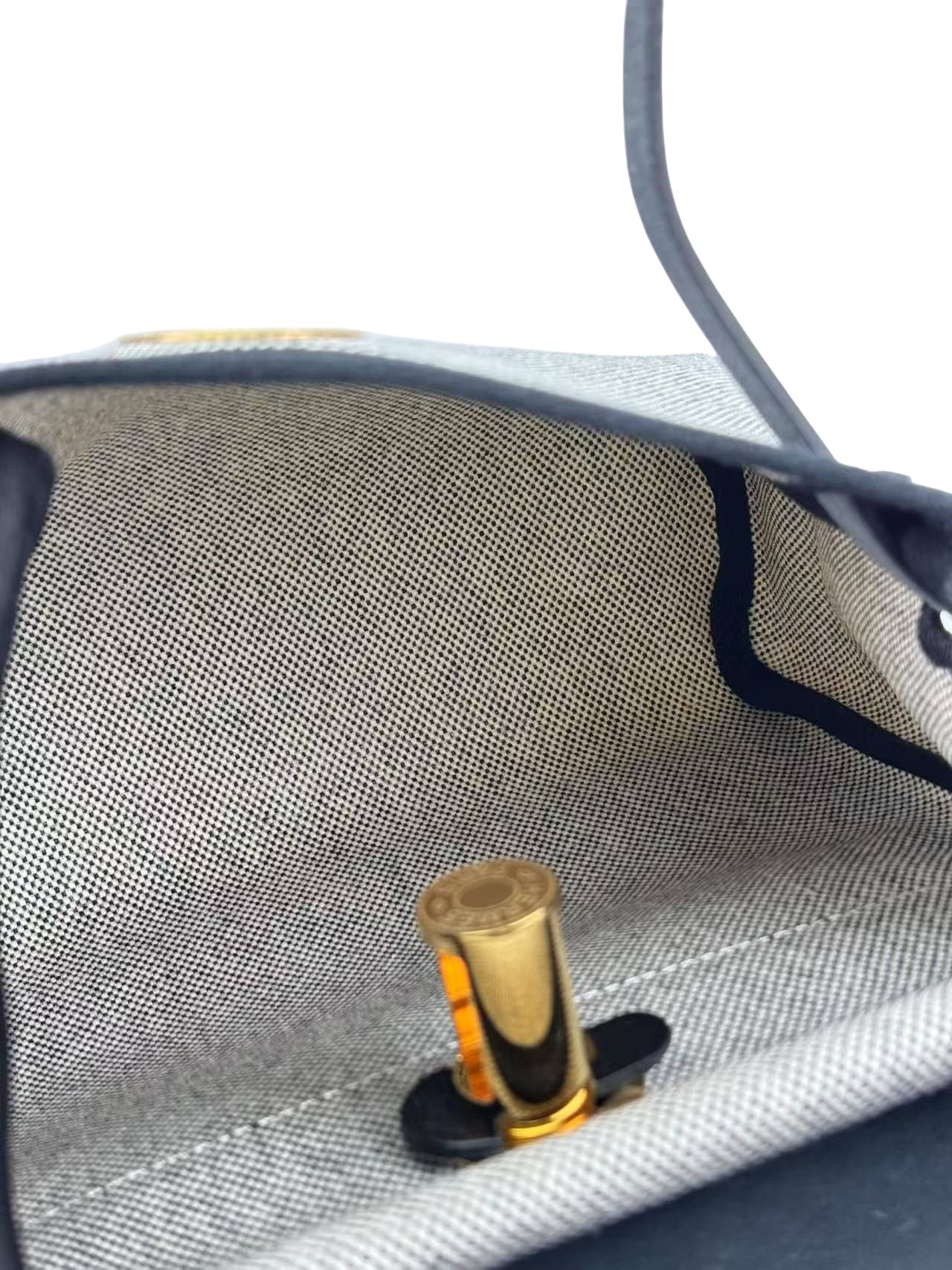 HERMES - Herbag Zip 20 Mini Black (Black) Toile Vache Gold Hardware