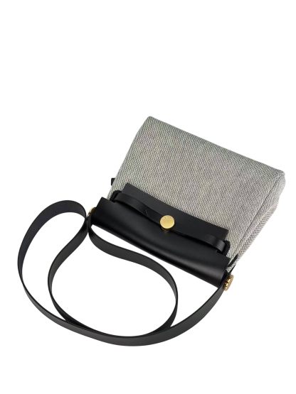 HERMES - Herbag Zip 20 Mini Black (Black) Toile Vache Gold Hardware