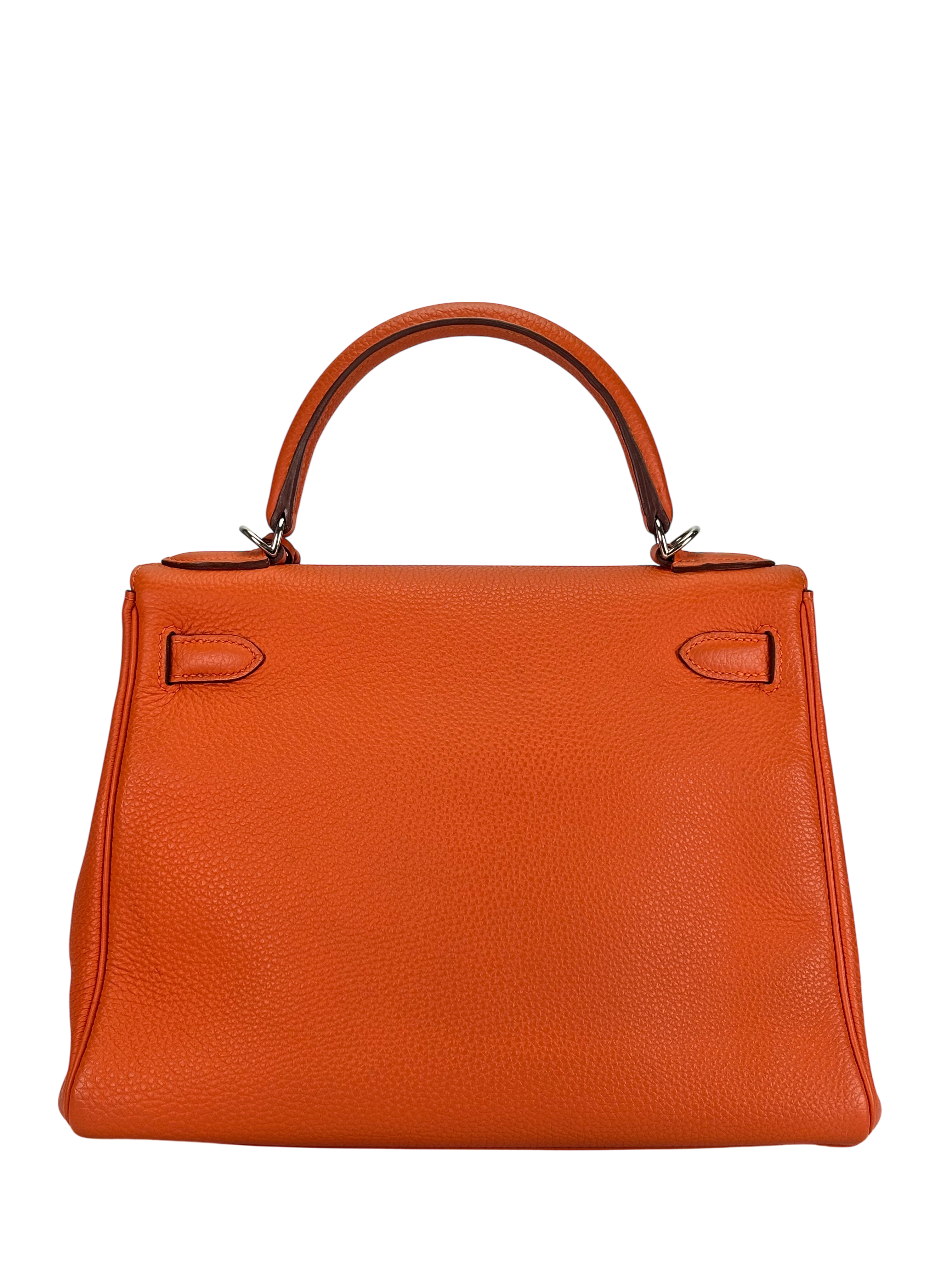 HERMES - Kelly 28 Orange Togo Palladium Hardware 