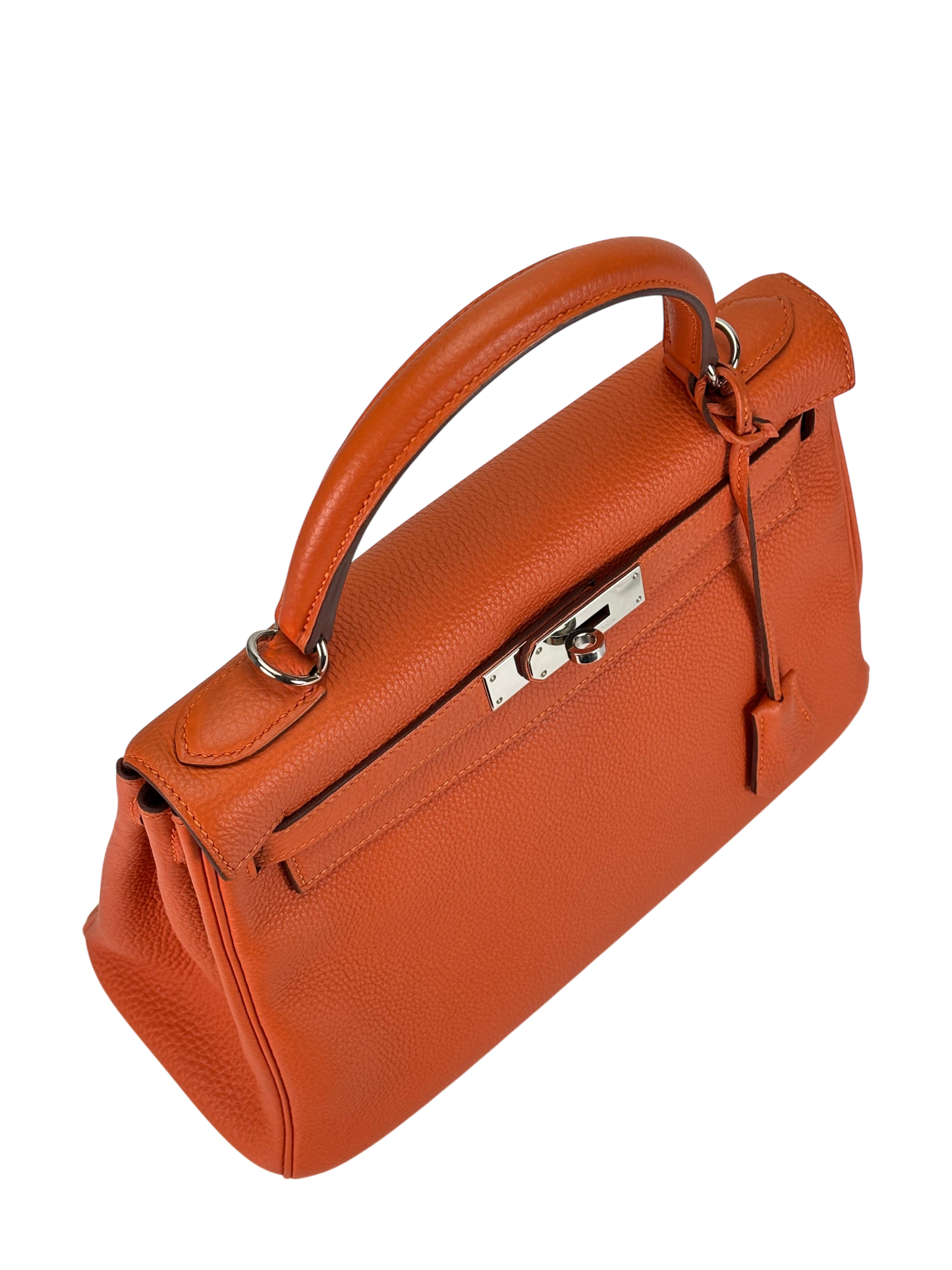 HERMES - Kelly 28 Orange Togo Palladium Hardware