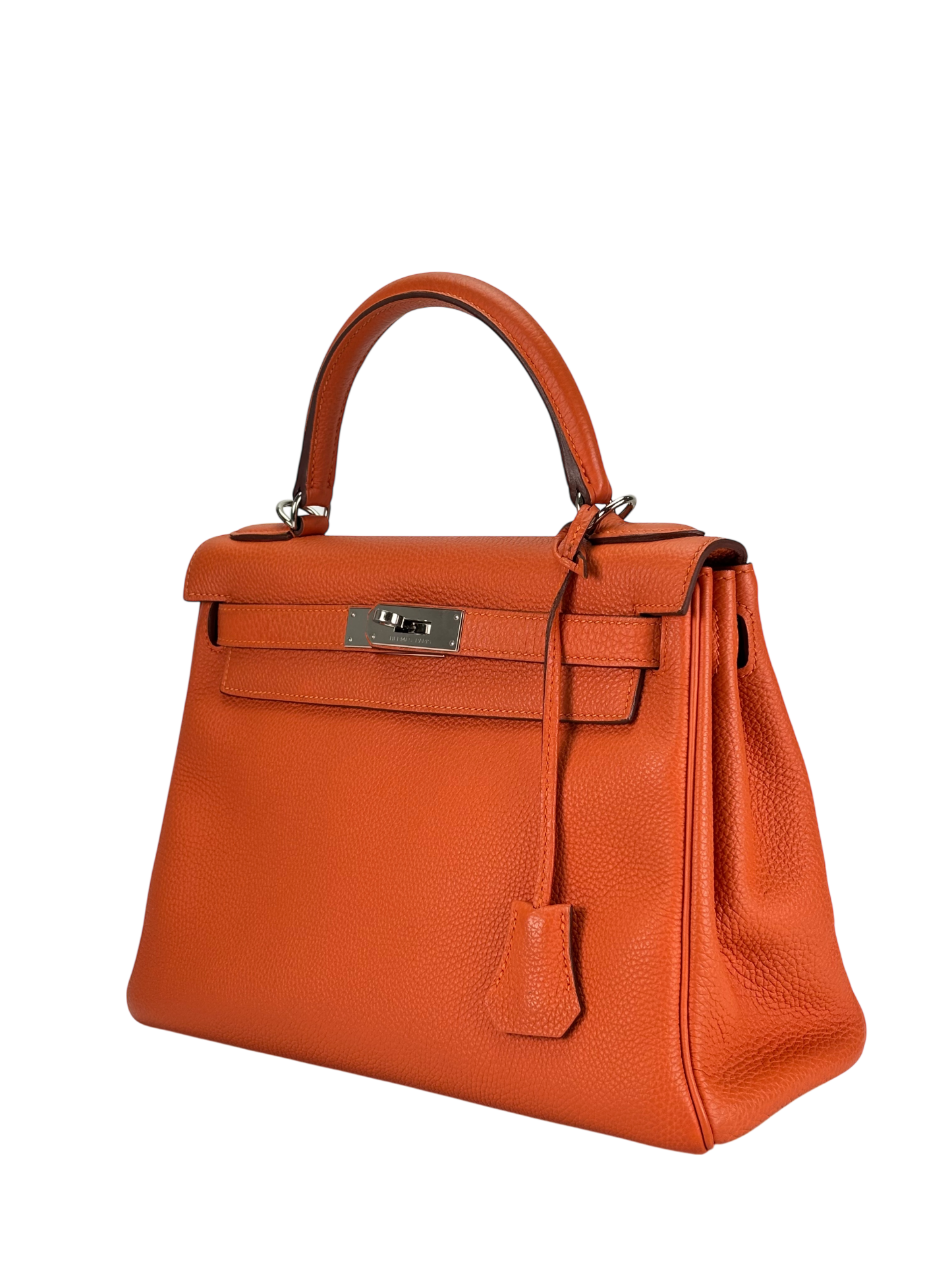 HERMES - Kelly 28 Orange Togo Palladium Hardware