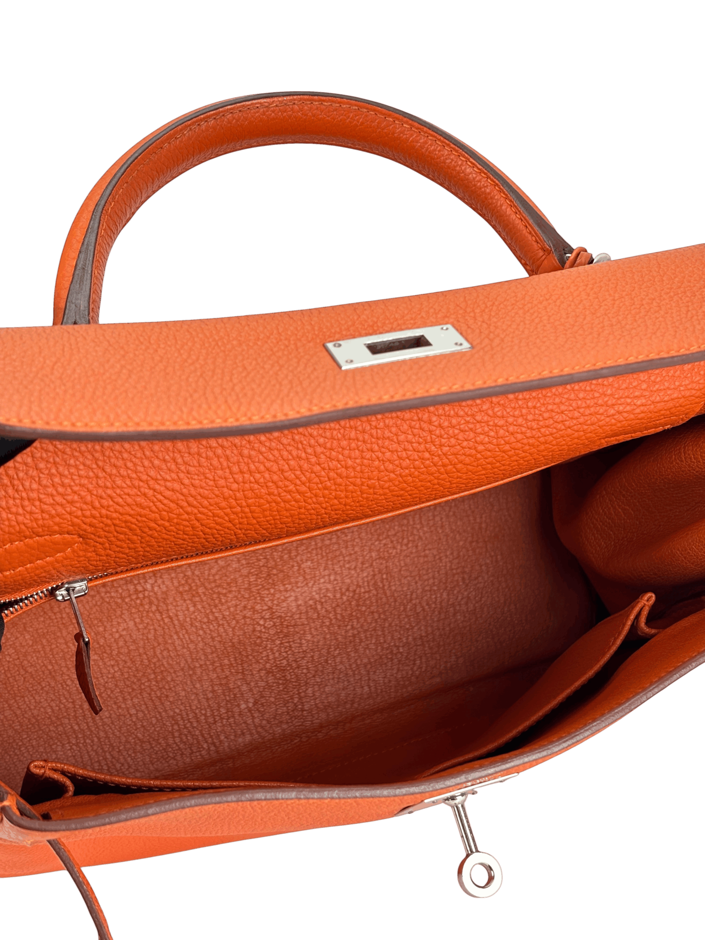 HERMES - Kelly 28 Orange Togo Palladium Hardware