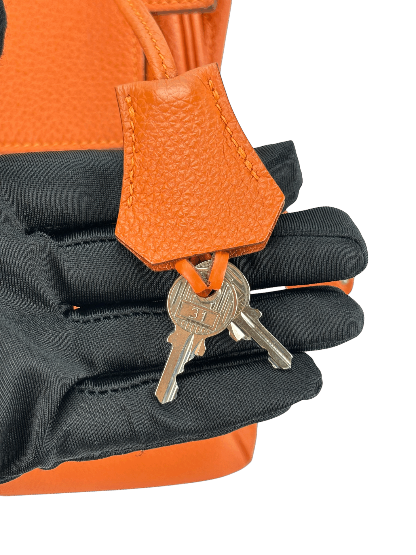 HERMES - Kelly 28 Orange Togo Palladium Hardware