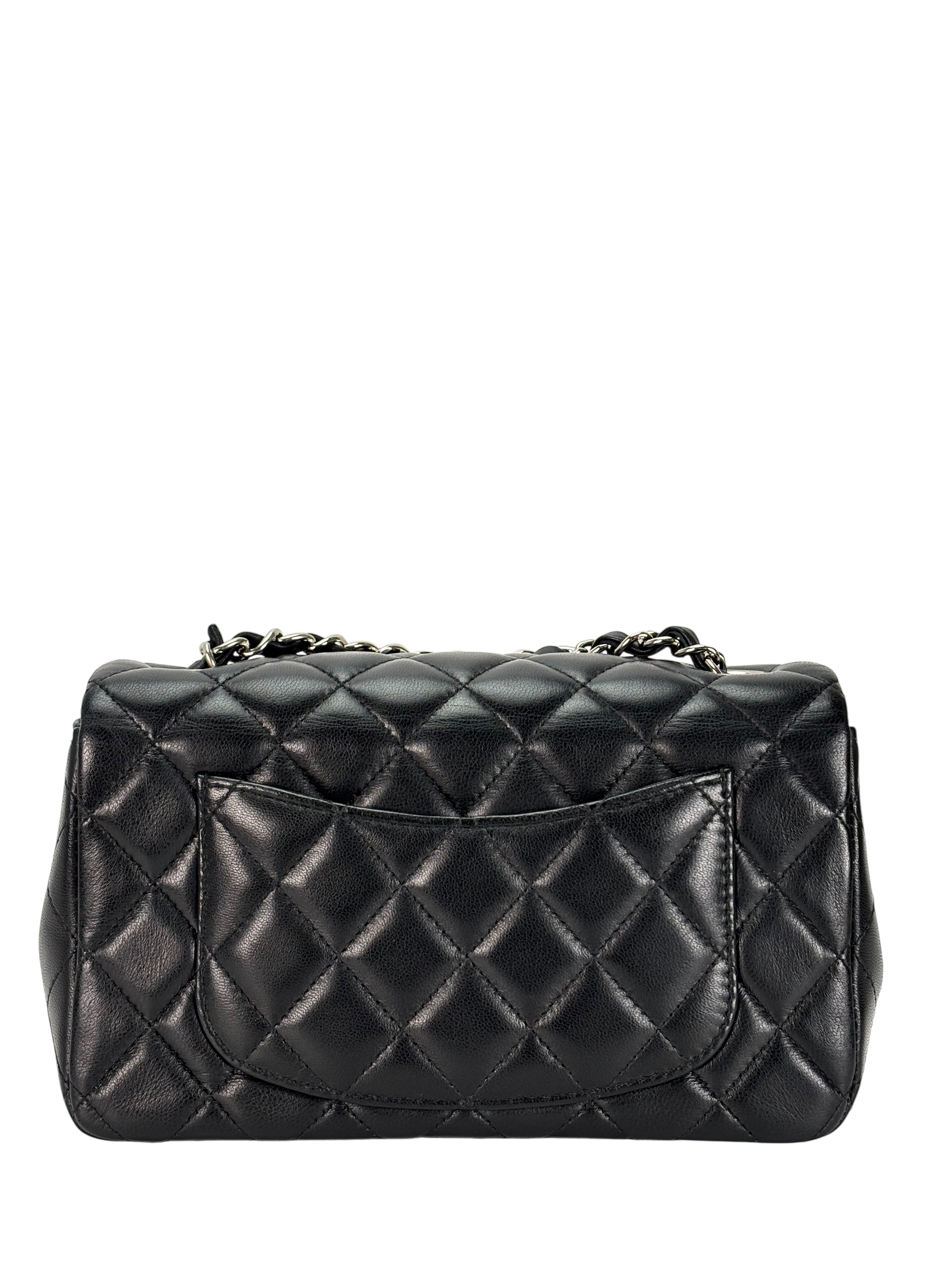 CHANEL - Mini Matlasse 20 Lambskin Single Flap Chain Bag Black Palladium Hardware