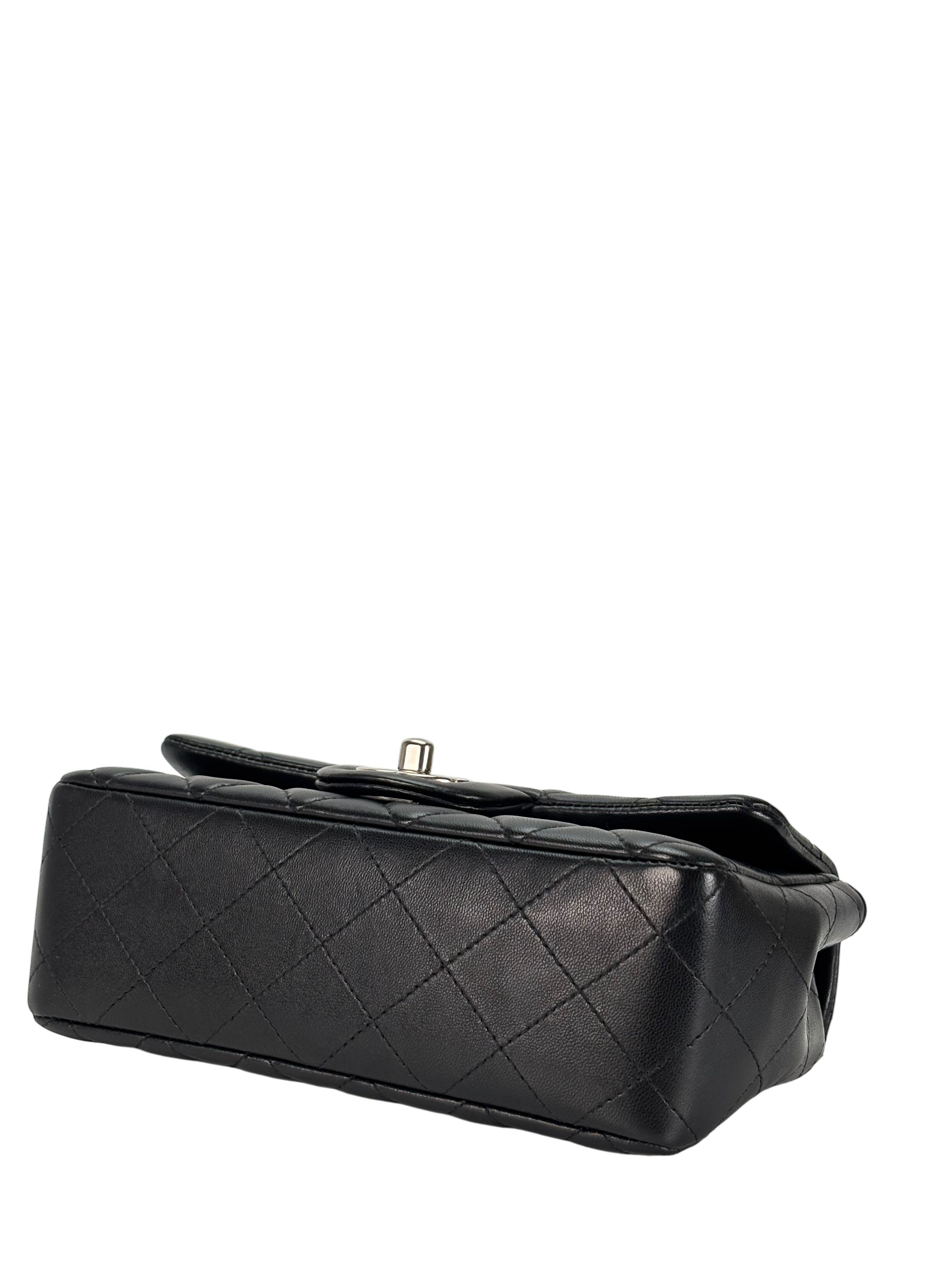 CHANEL - Mini Matlasse 20 Lambskin Single Flap Chain Bag Black Palladium Hardware