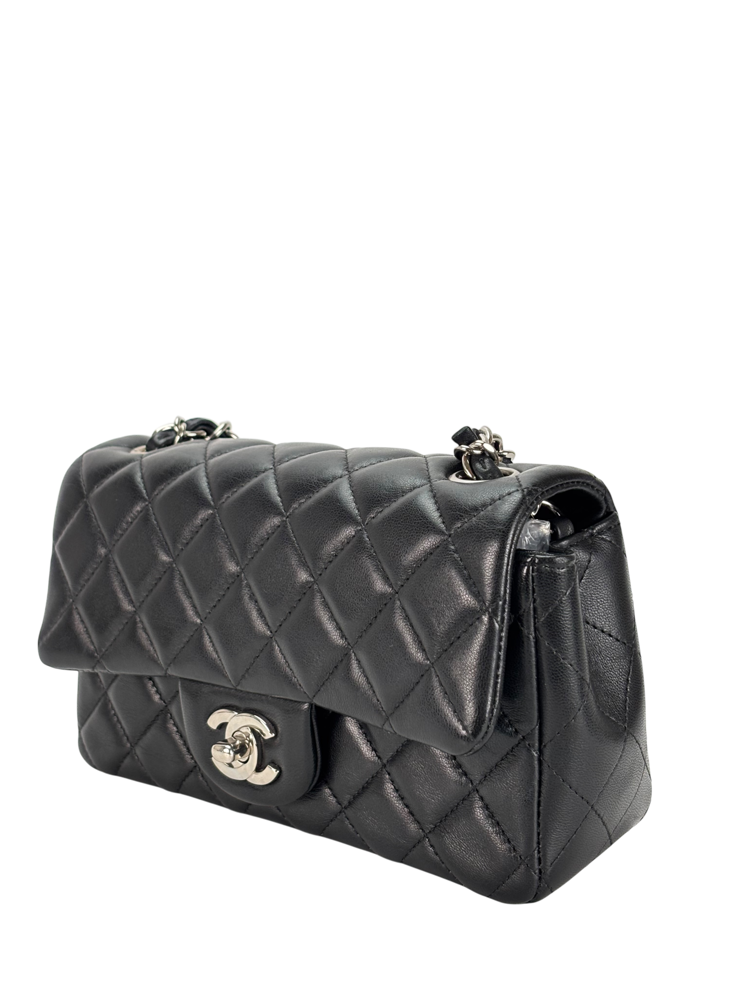 CHANEL - Mini Matlasse 20 Lambskin Single Flap Chain Bag Black Palladium Hardware