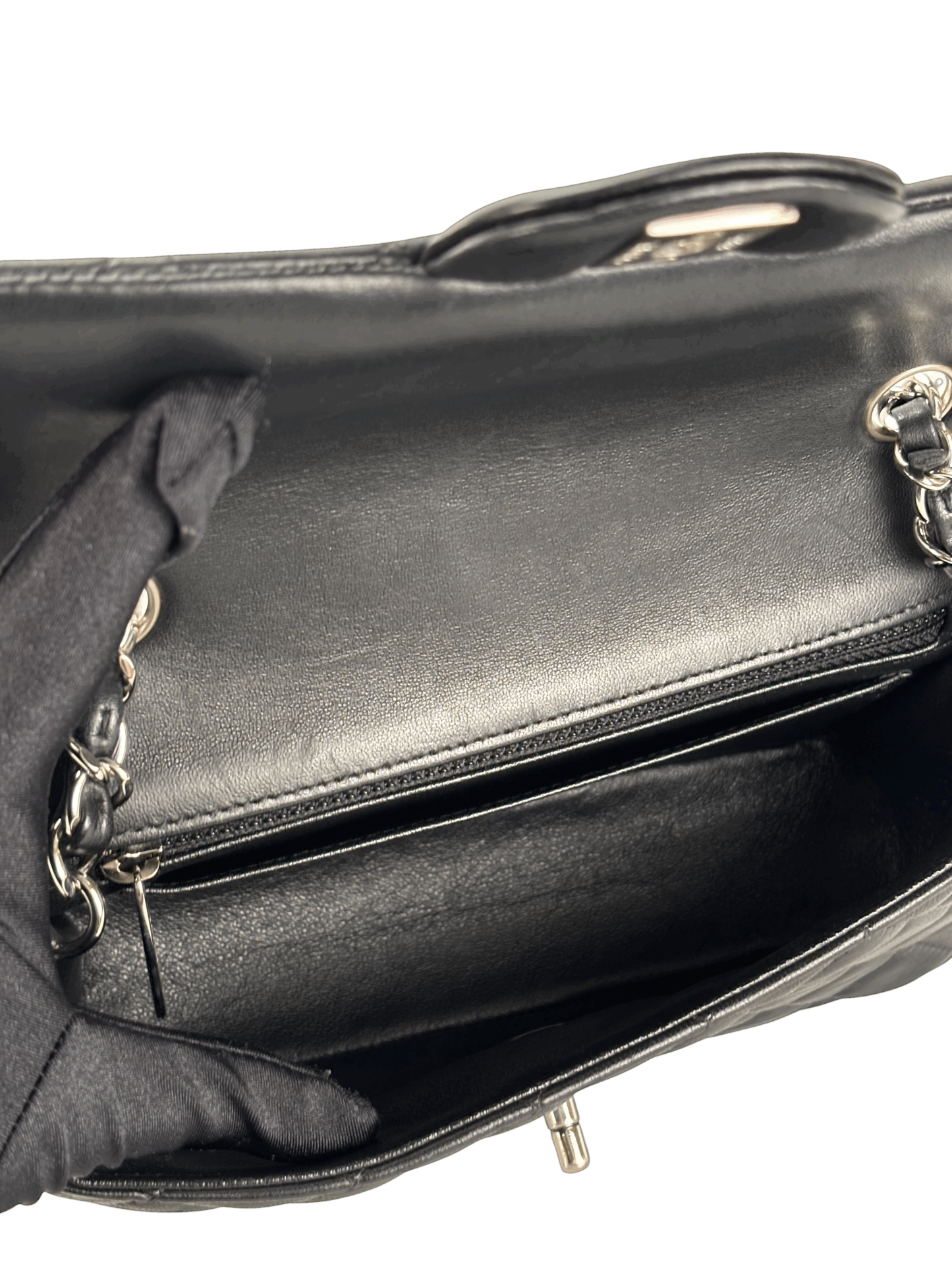 CHANEL - Mini Matlasse 20 Lambskin Single Flap Chain Bag Black Palladium Hardware