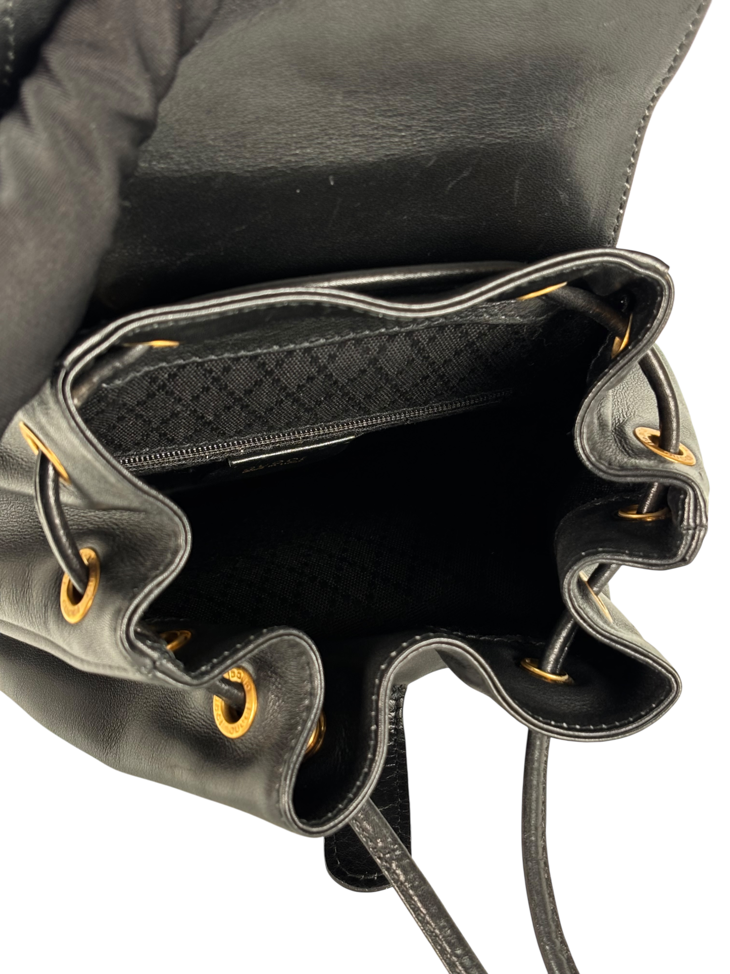 GUCCI - Vintage Black Leather Bamboo Backpack