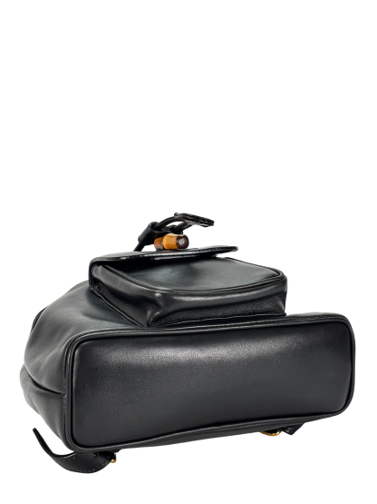 GUCCI - Vintage Black Leather Bamboo Backpack