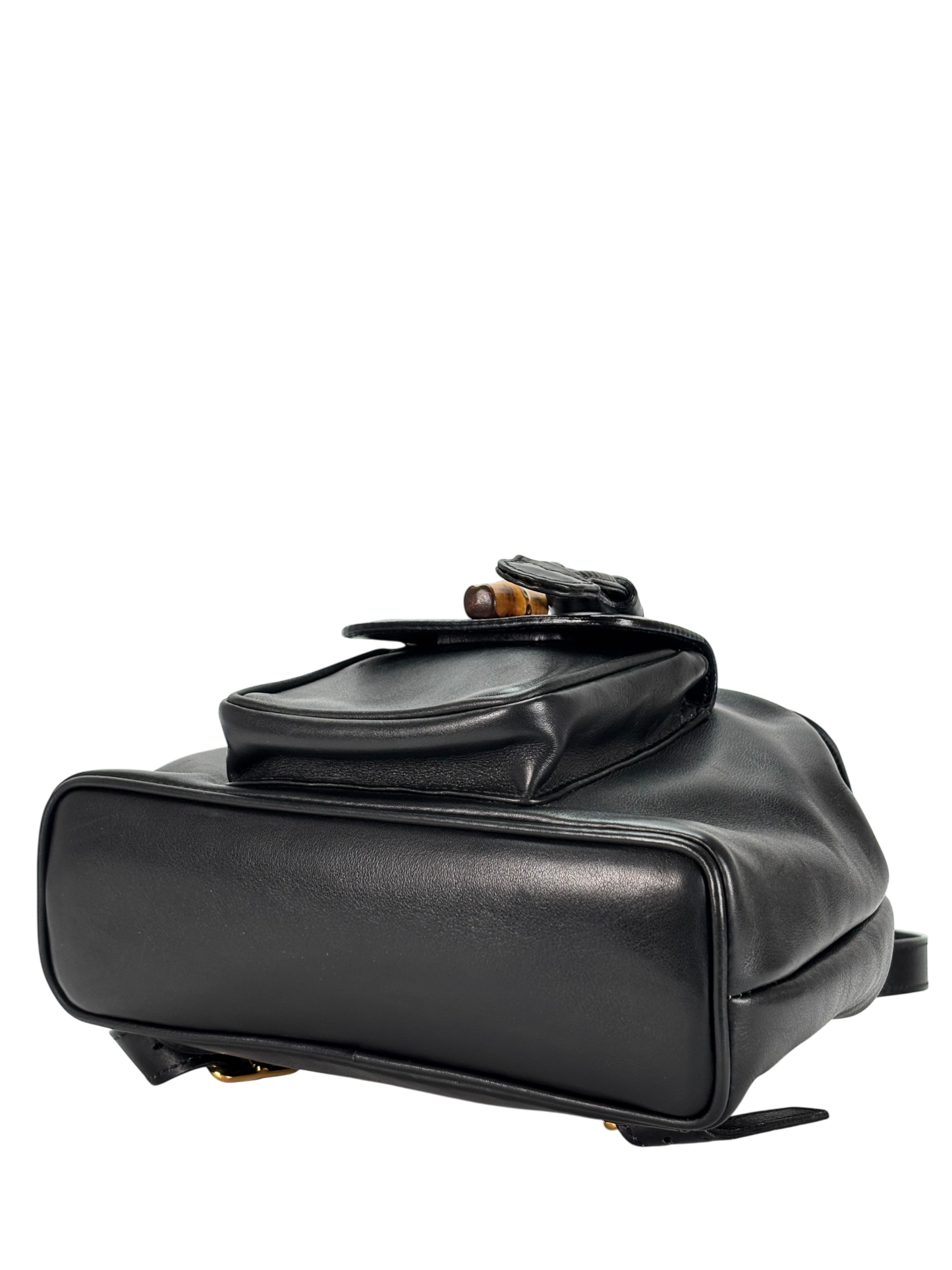 GUCCI - Vintage Black Leather Bamboo Backpack