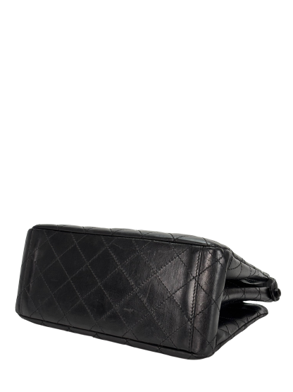 CHANEL - Black Lambskin Coco Mark Matelasse Double Turn Lock Shoulder Bag