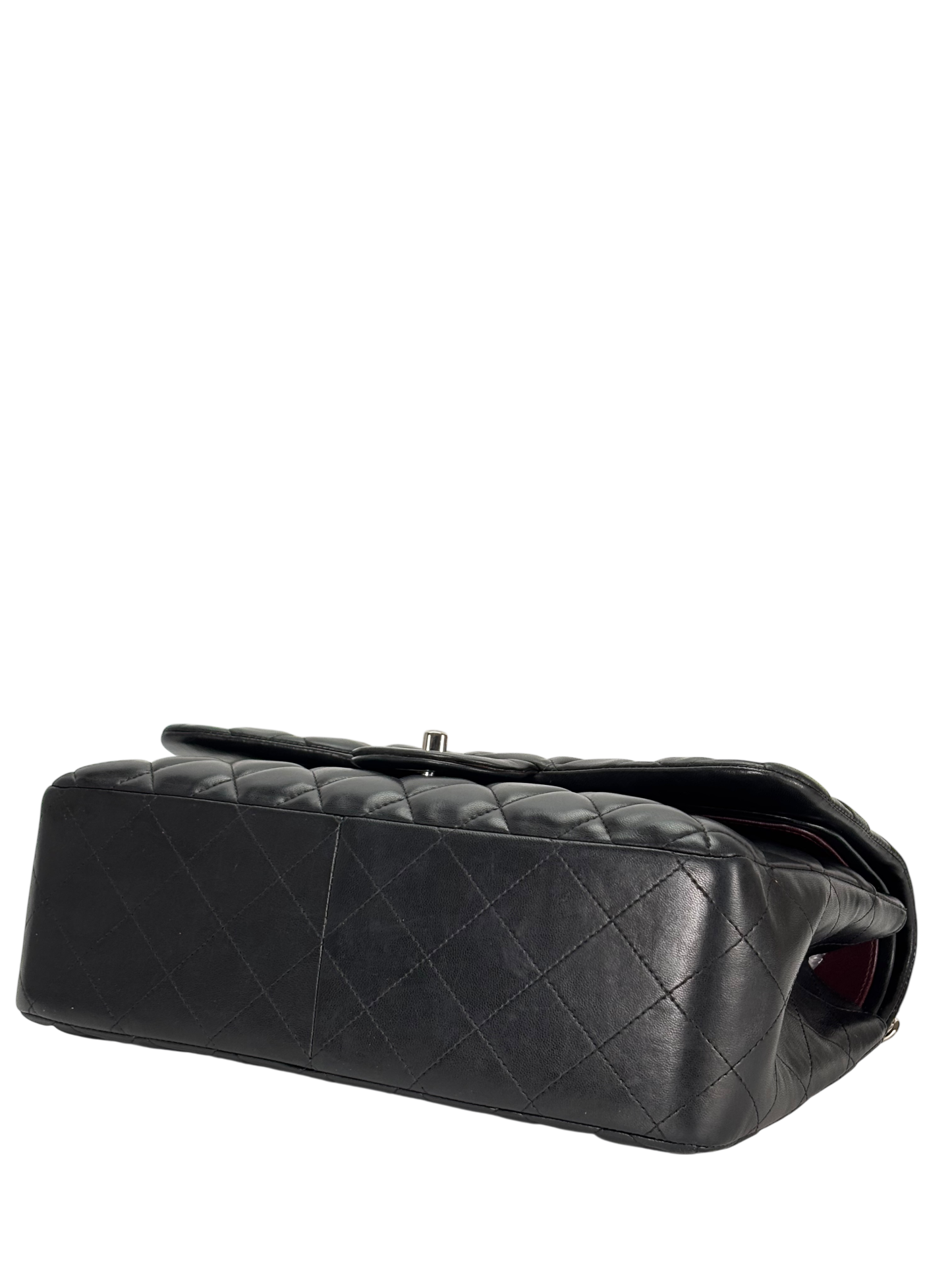 CHANEL - Black Lambskin Double Flap Chain Bag (CF30)
