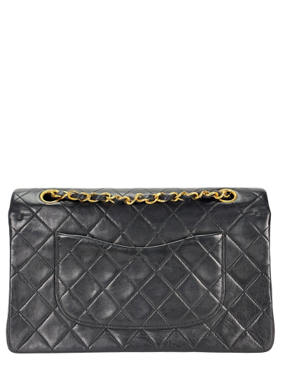 CHANEL - Medium Classic Double Flap Bag Black Lambskin Gold Hardware (CF25)