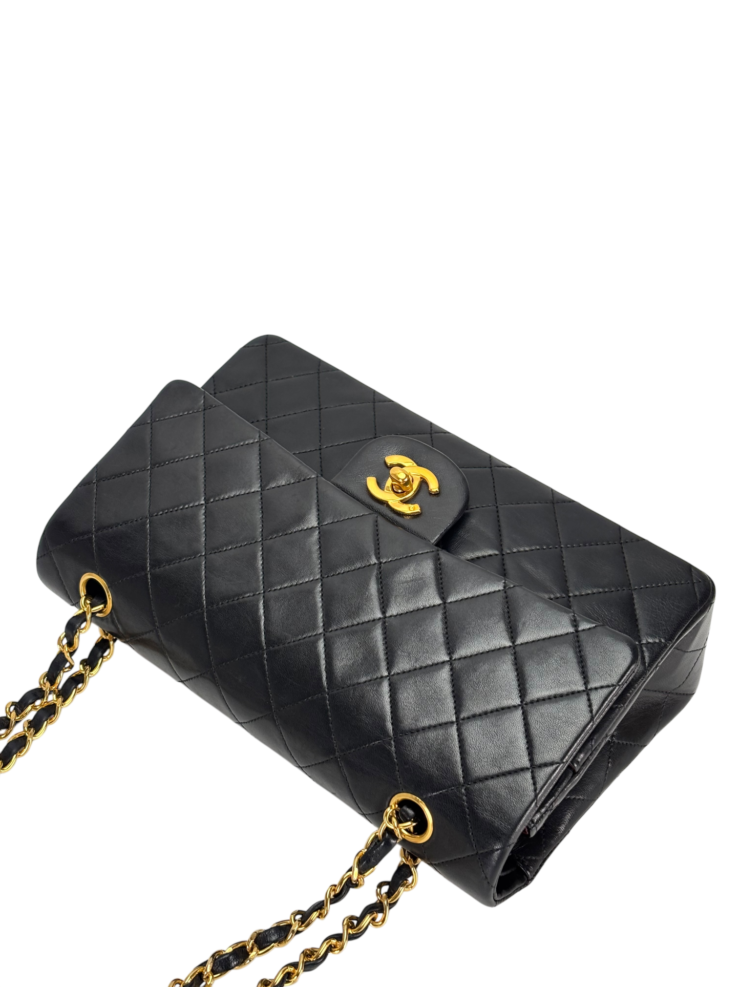 CHANEL - Medium Classic Double Flap Bag Black Lambskin Gold Hardware (CF25)