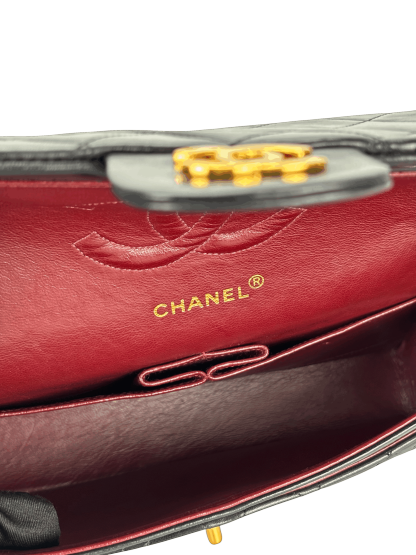CHANEL - Medium Classic Double Flap Bag Black Lambskin Gold Hardware (CF25)