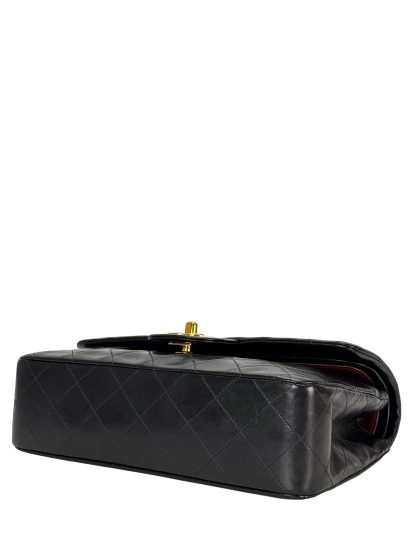 CHANEL - Small Classic Double Flap Bag Black Lambskin Gold Hardware (CF23)