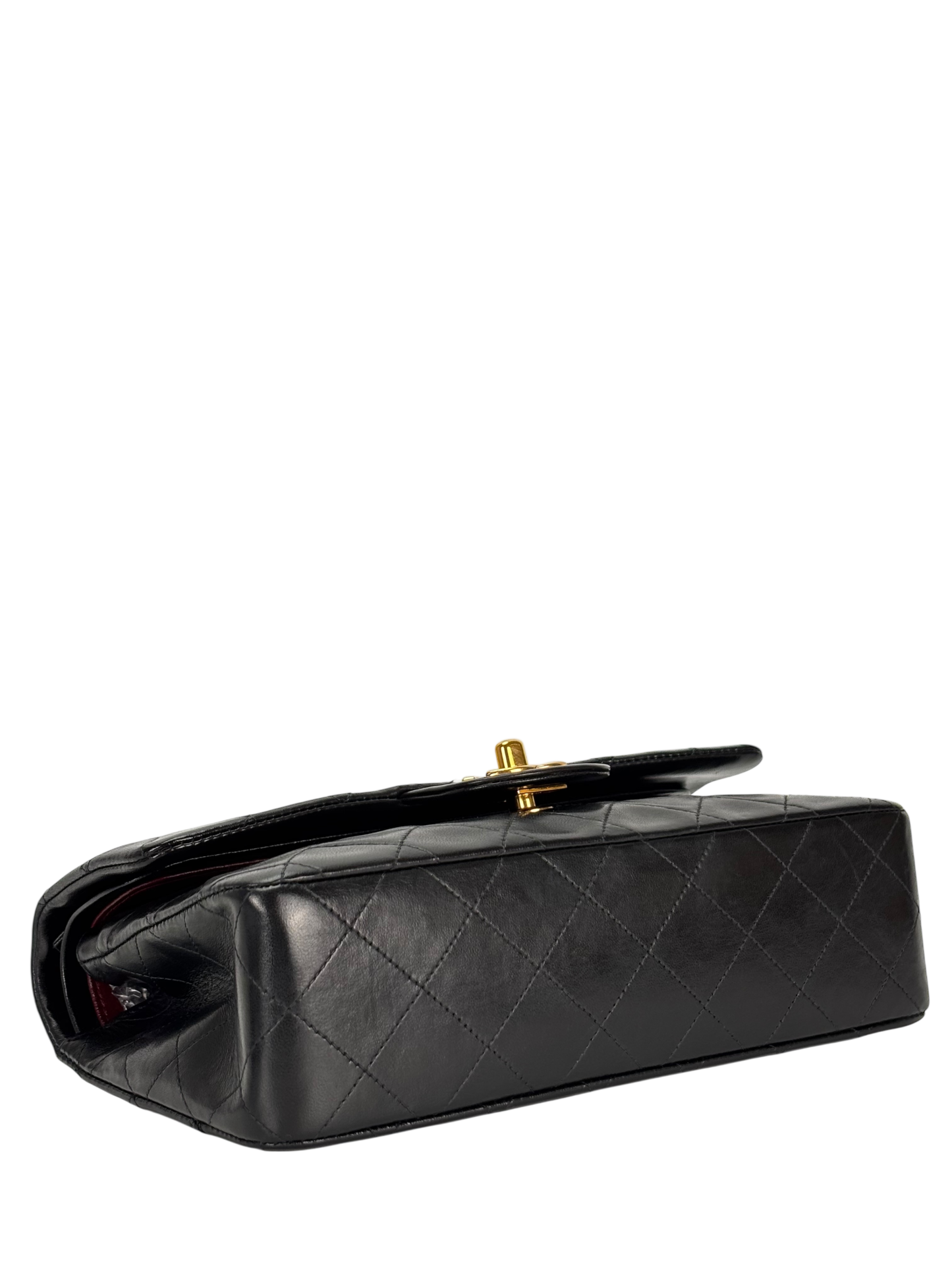 CHANEL - Small Classic Double Flap Bag Black Lambskin Gold Hardware (CF23)