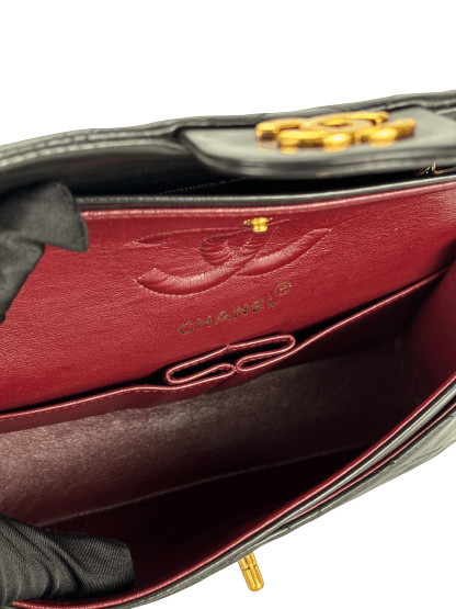 CHANEL - Small Classic Double Flap Bag Black Lambskin Gold Hardware (CF23)