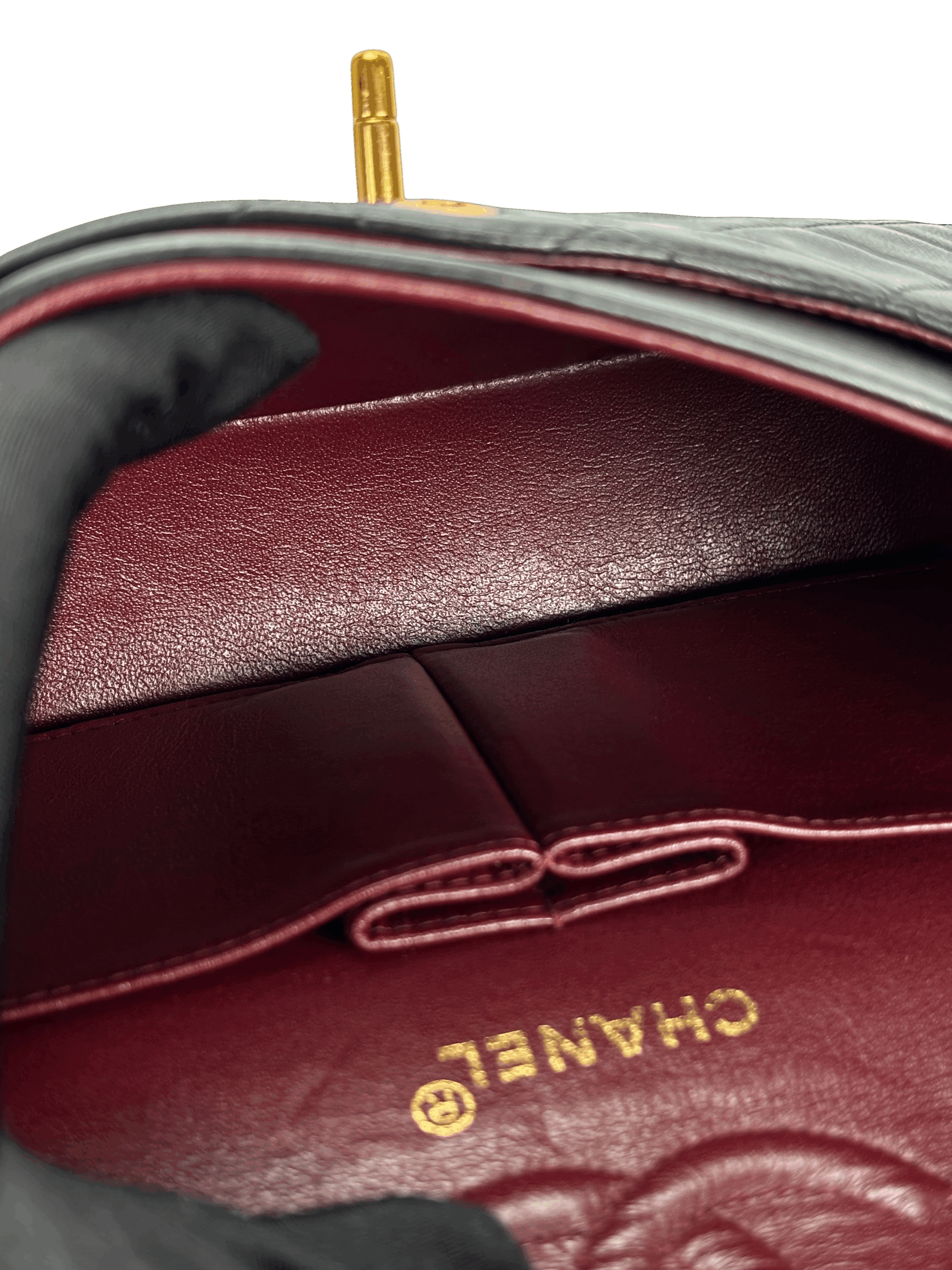 CHANEL - Small Classic Double Flap Bag Black Lambskin Gold Hardware (CF23)