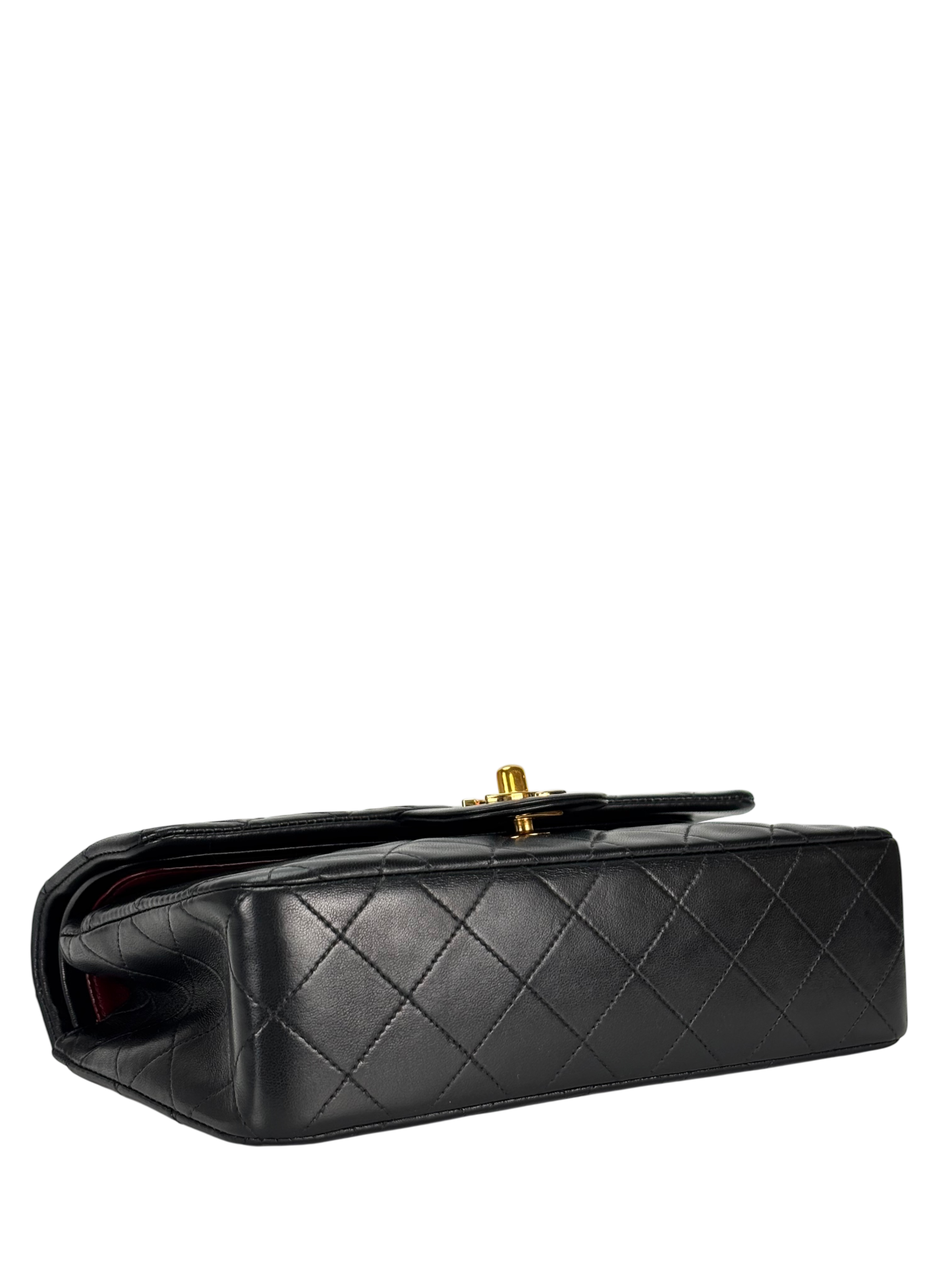 CHANEL - Small Classic Double Flap Bag Black Lambskin Gold Hardware (CF23)