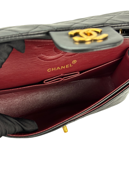 CHANEL - Small Classic Double Flap Bag Black Lambskin Gold Hardware (CF23)