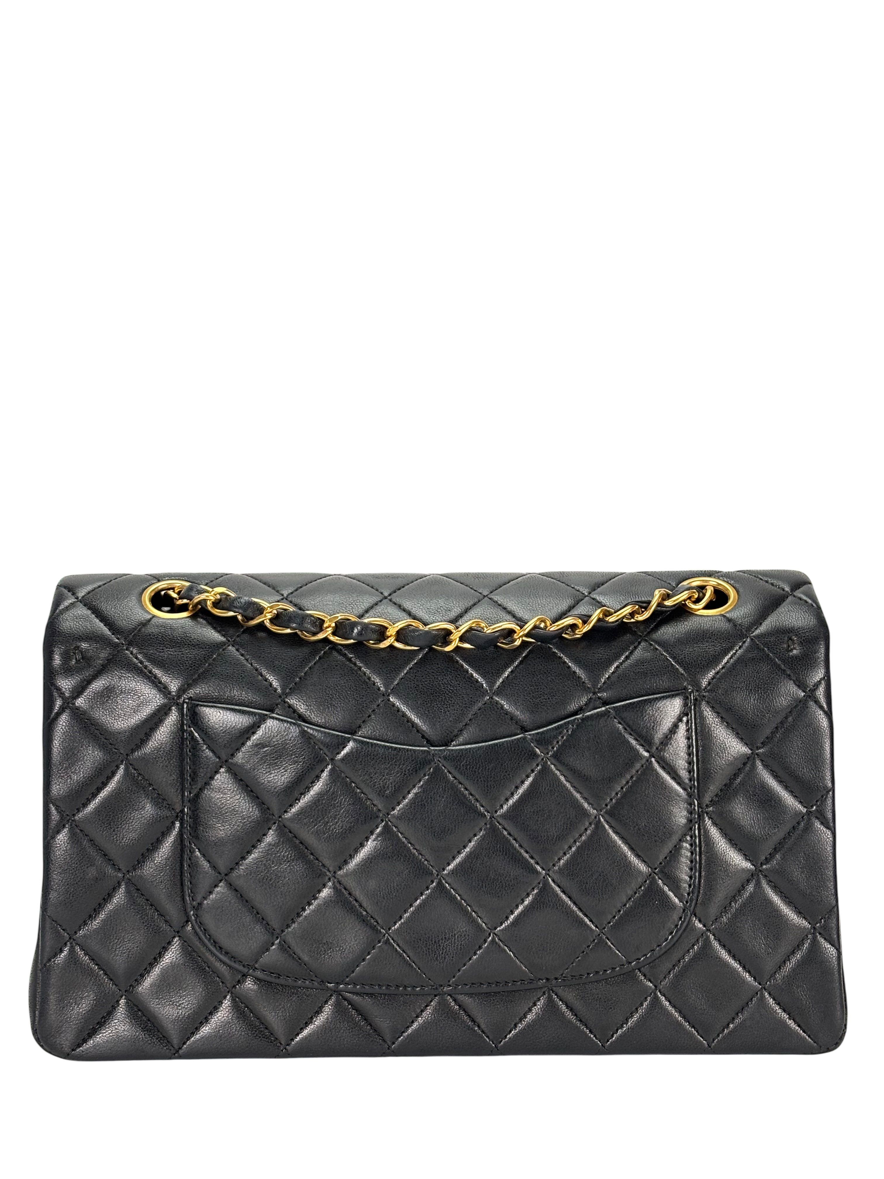 CHANEL - Medium Classic Double Flap Bag Black Lambskin Gold Hardware (CF25)