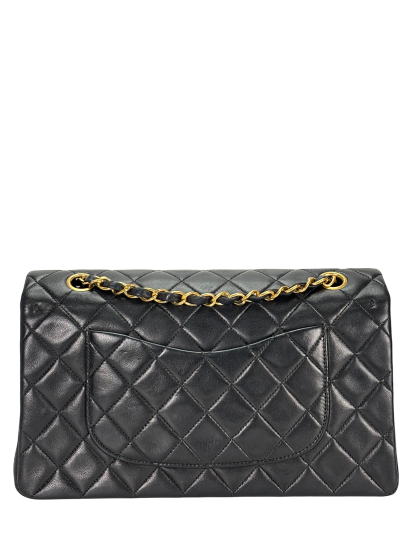 CHANEL - Medium Classic Double Flap Bag Black Lambskin Gold Hardware (CF25)