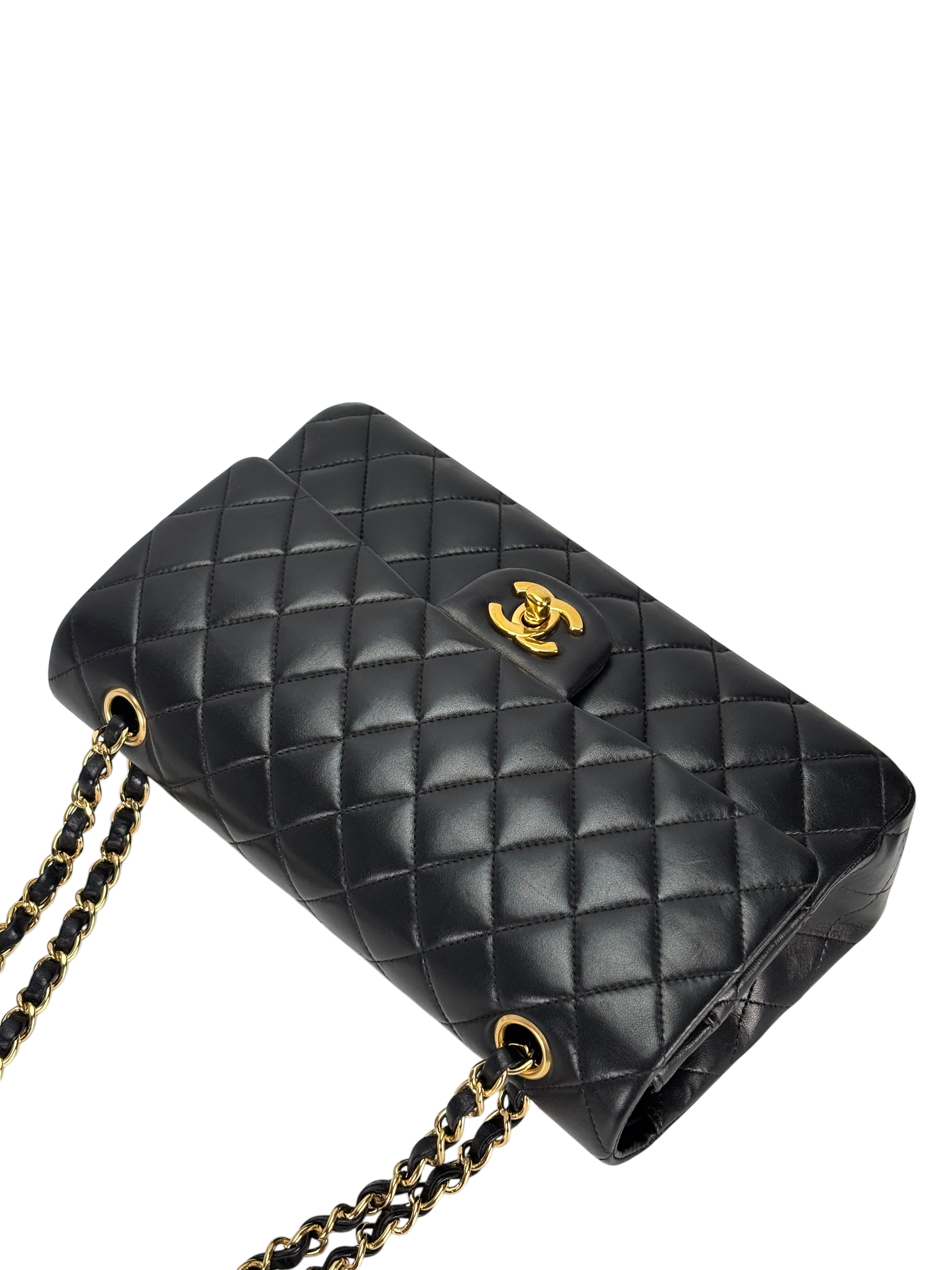 CHANEL - Medium Classic Double Flap Bag Black Lambskin Gold Hardware (CF25)