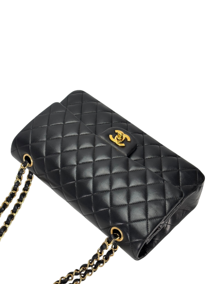 CHANEL - Medium Classic Double Flap Bag Black Lambskin Gold Hardware (CF25)