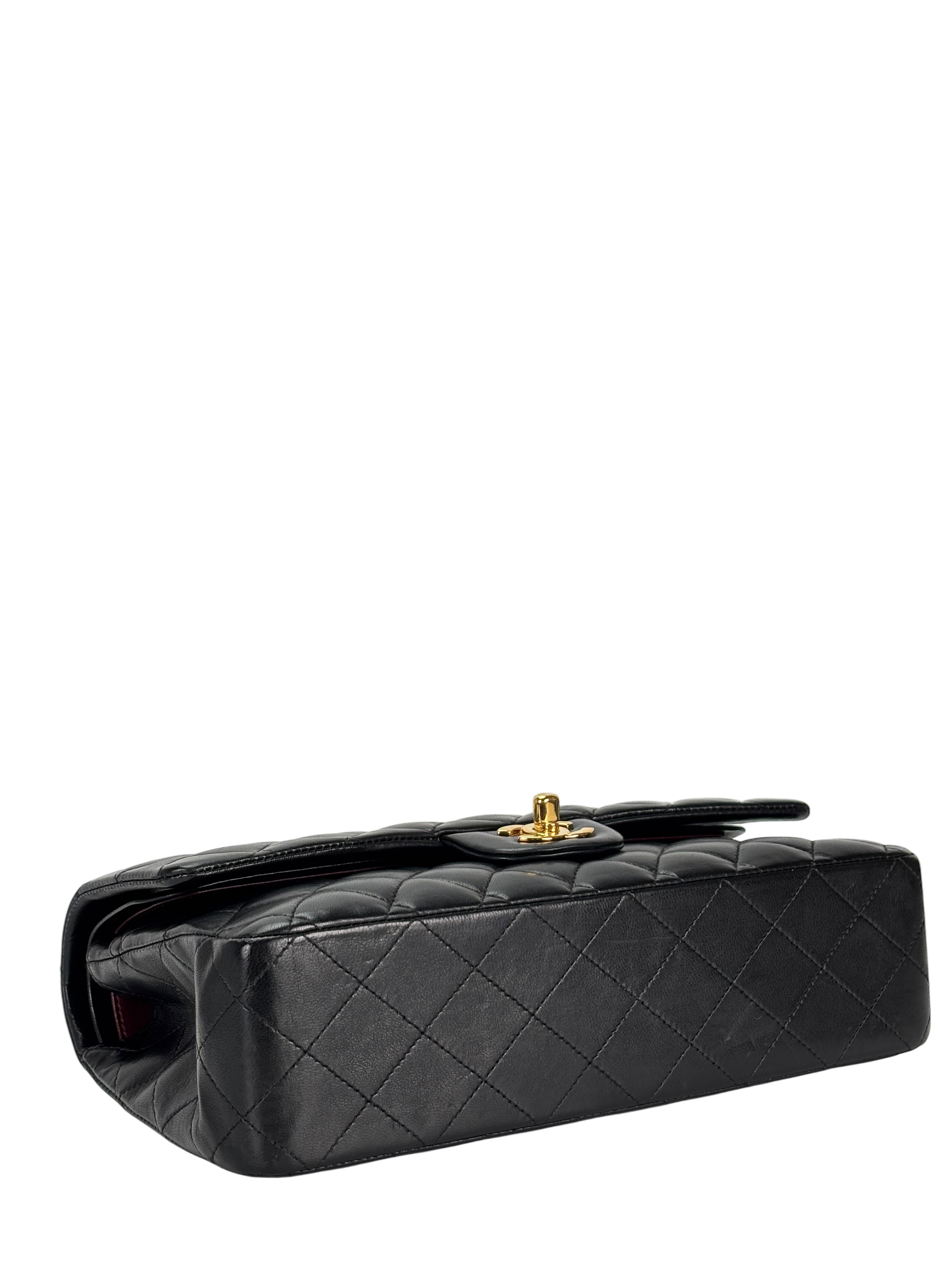 CHANEL - Medium Classic Double Flap Bag Black Lambskin Gold Hardware (CF25)