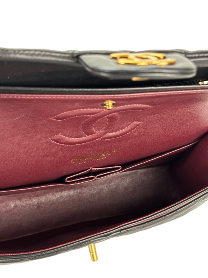 CHANEL - Medium Classic Double Flap Bag Black Lambskin Gold Hardware (CF25)