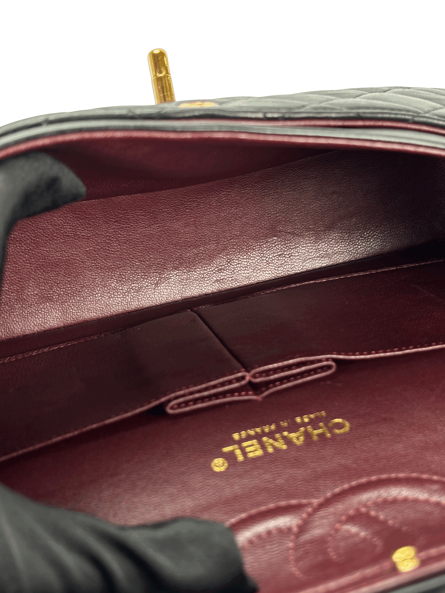 CHANEL - Medium Classic Double Flap Bag Black Lambskin Gold Hardware (CF25)