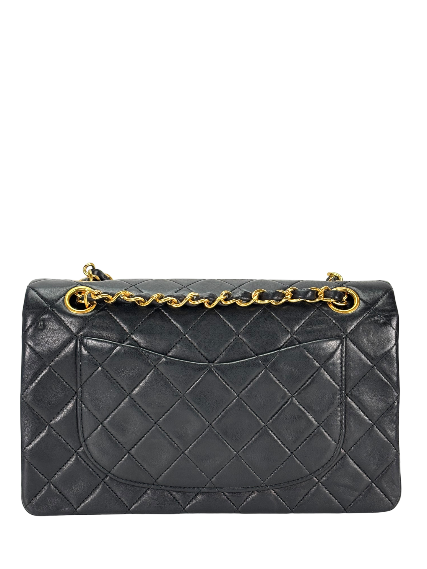 CHANEL - Small Classic Double Flap Bag Black Lambskin Gold Hardware (CF23)
