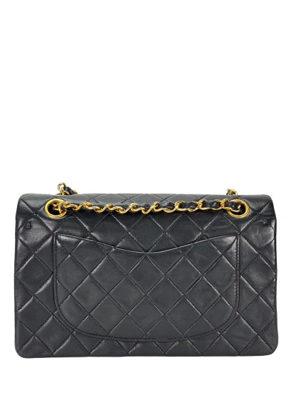 CHANEL - Small Classic Double Flap Bag Black Lambskin Gold Hardware (CF23)