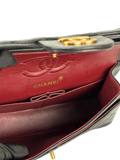 CHANEL - Small Classic Double Flap Bag Black Lambskin Gold Hardware (CF23)